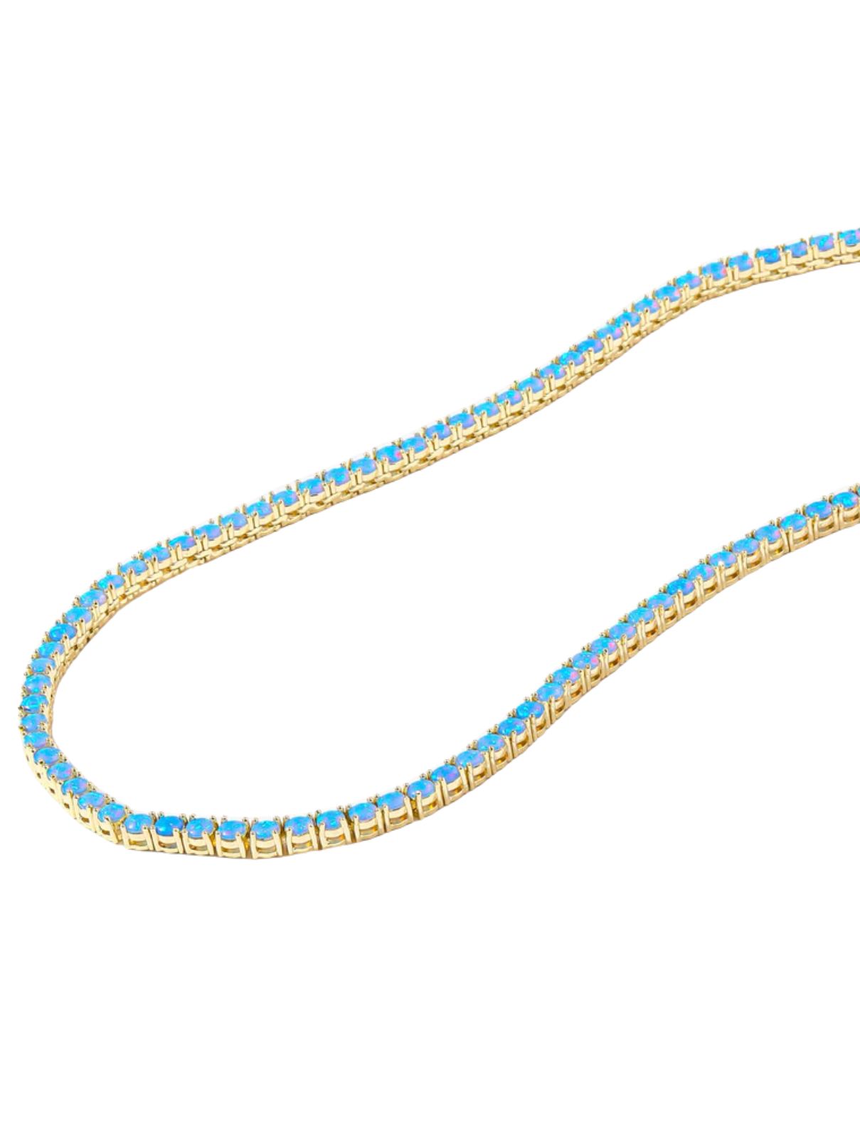Melinda Maria Grand Heiress Tennis Necklace in 16" Blue Opal