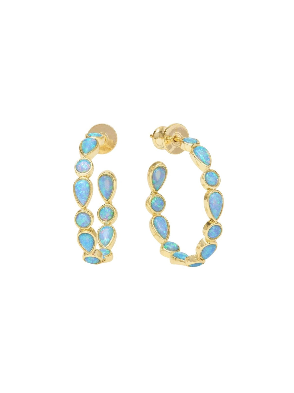 Melinda Maria Isla 1" Hoop Earrings in Gold/Blue Opal