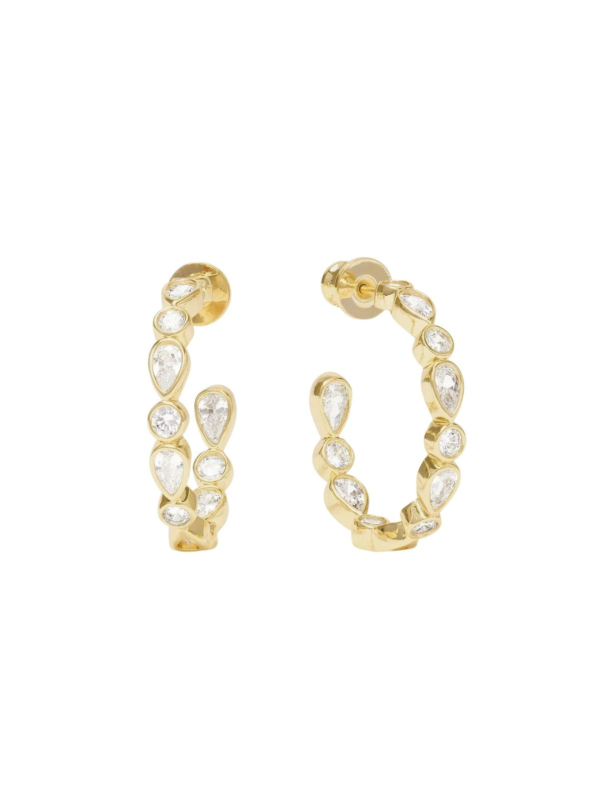 Melinda Maria Isla 1" Hoop Earrings in Gold/White Diamondettes