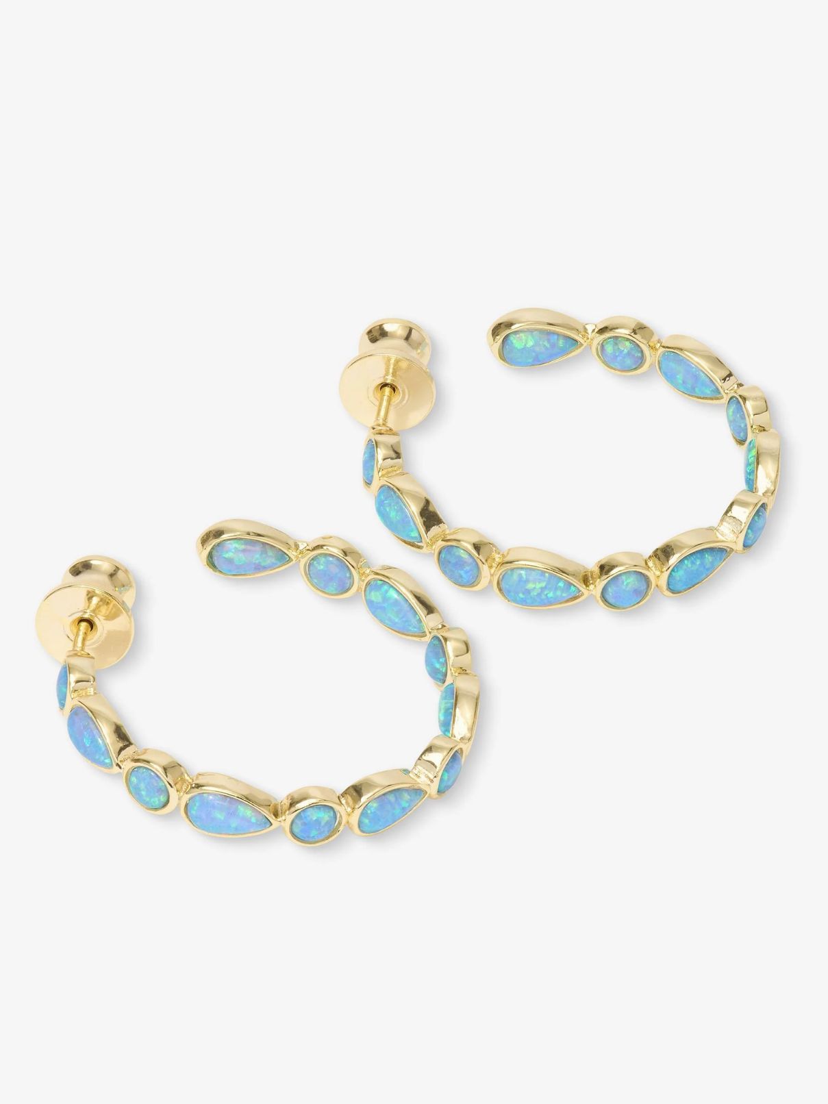 Melinda Maria Isla Hoops 1" Gold/Blue Opal