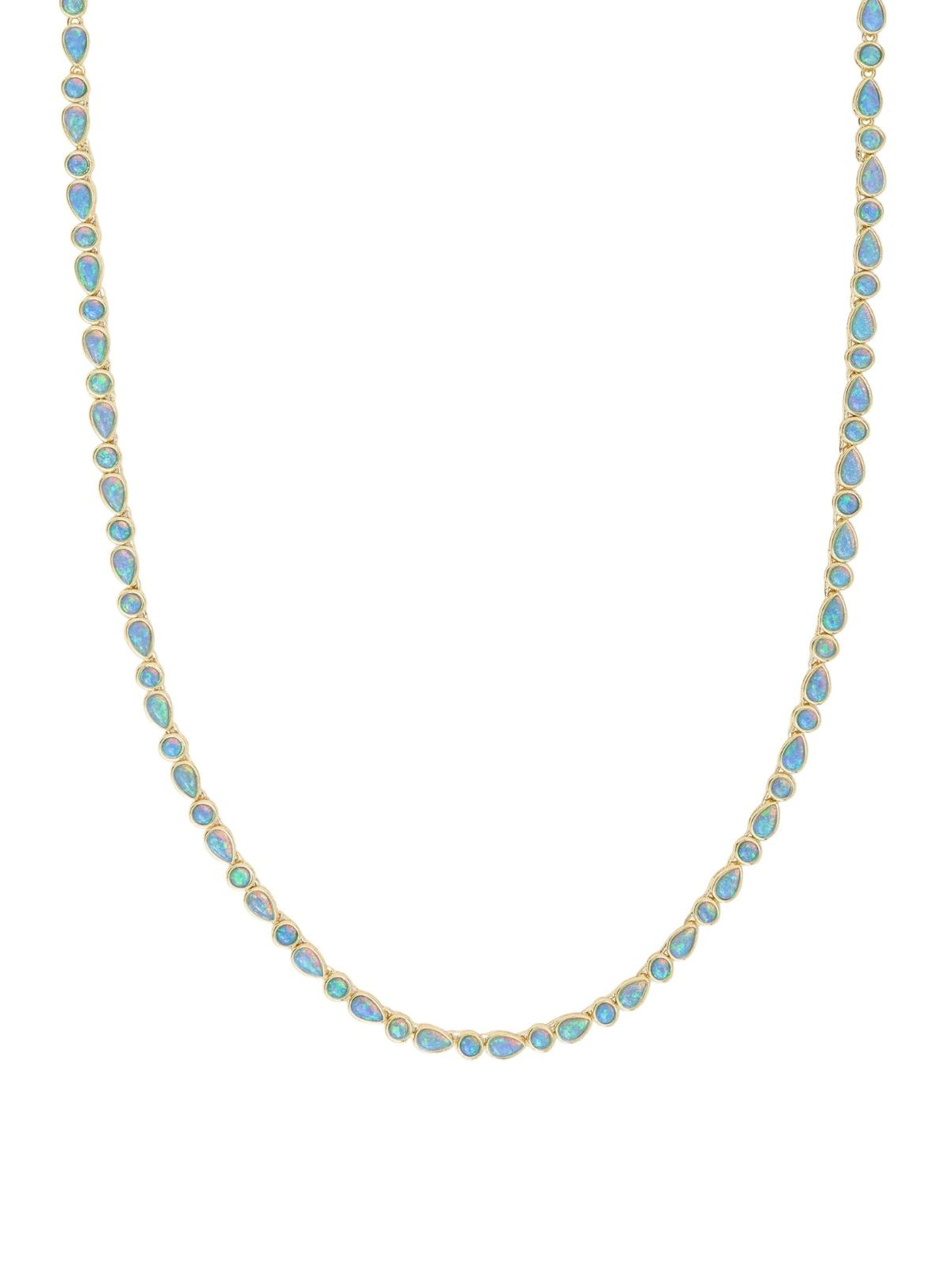Melinda Maria Isla Tennis Necklace 3mm in Gold/Blue Opal – 18"