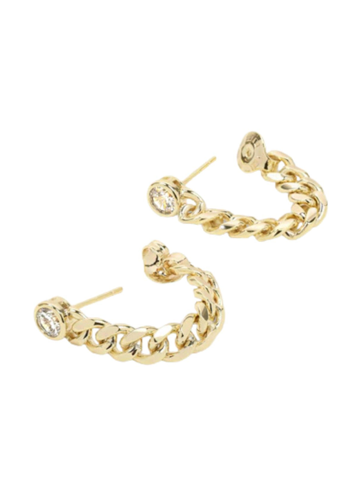 Melinda Maria Julian 5mm Soft Chain Hoop Earrings in Gold/White Diamondettes
