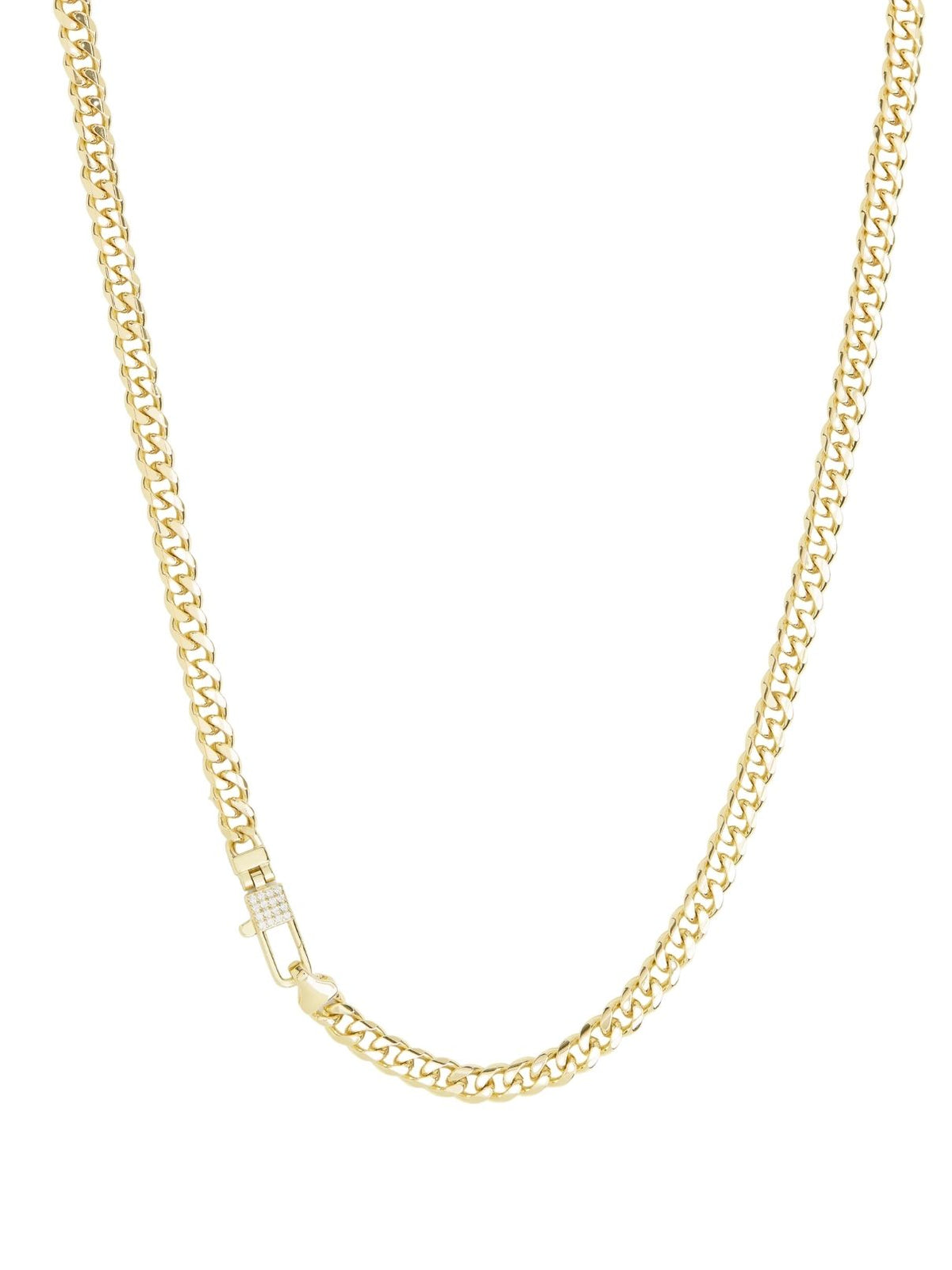 Melinda Maria Julian Pavé Lock Necklace 5mm in Gold/White Diamondettes
