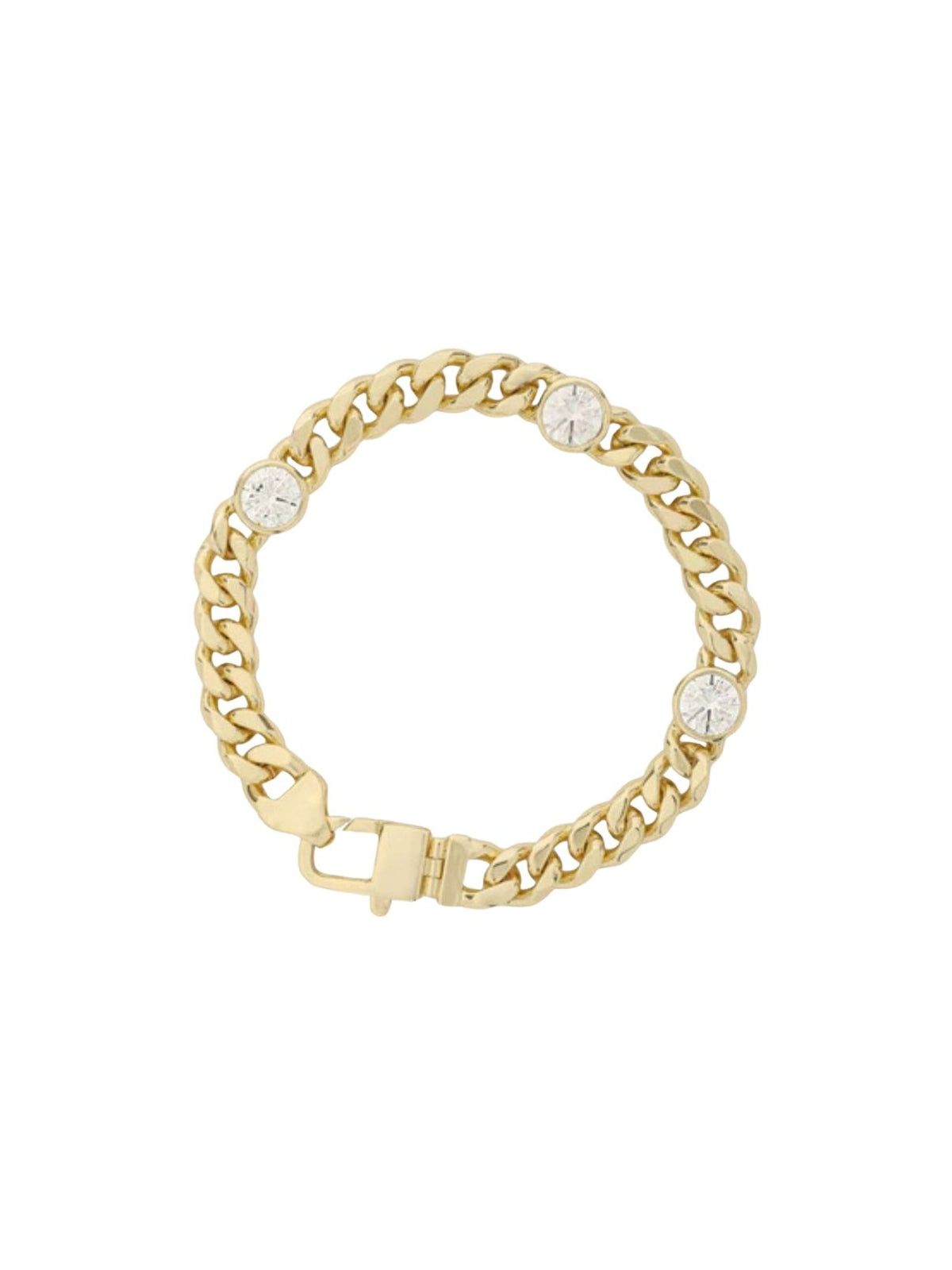 Melinda Maria Julian Triple Diamond Cuban Chain Bracelet 7mm in Gold/White Diamondettes – 6.5"