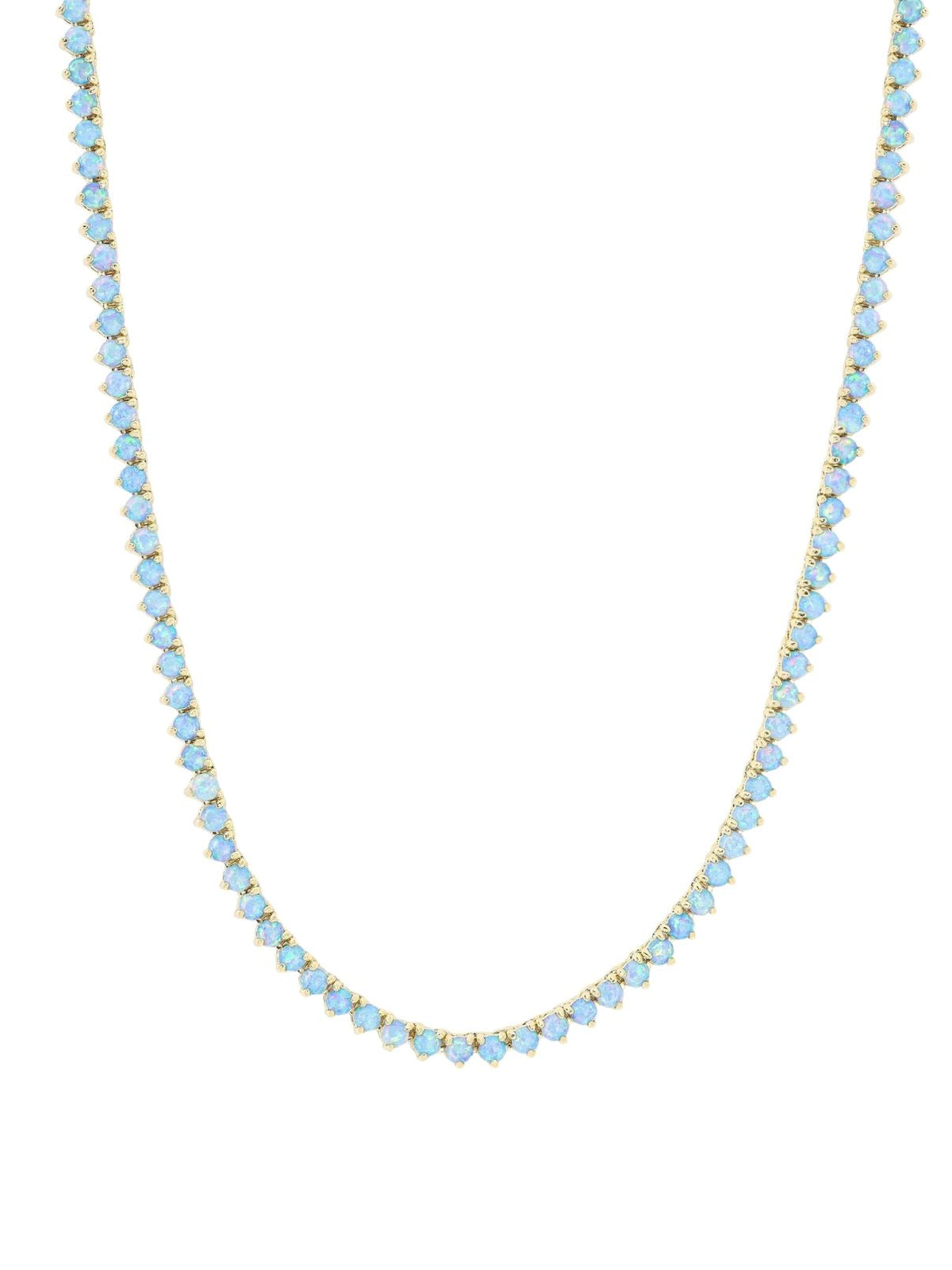 Melinda Maria Not Your Basic Tennis Necklace 3mm in Gold/Blue Opal – 18"