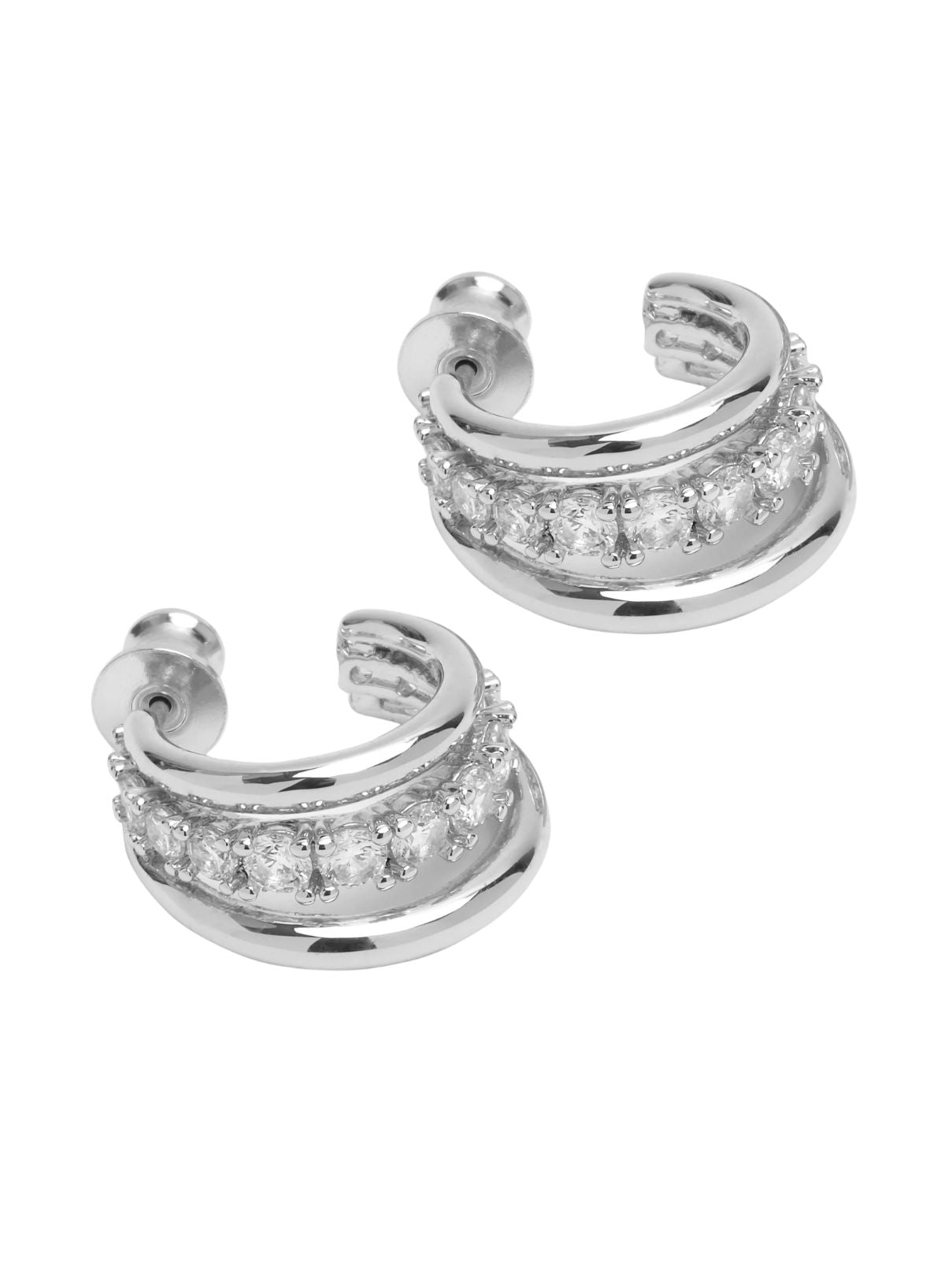 Melinda Maria Oh She Fancy Smooth Diamond Hoops – Silver
