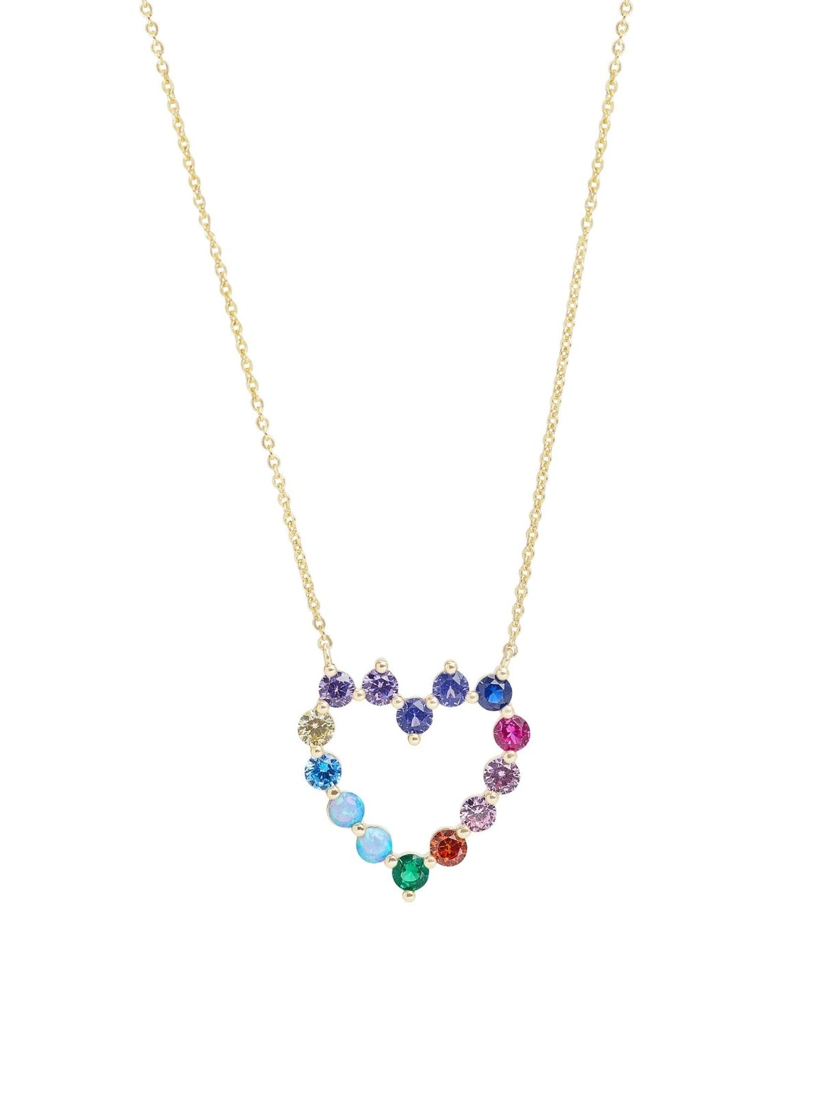 Melinda Maria She's An Icon Small Heart Necklace in Gold/Multi Stone