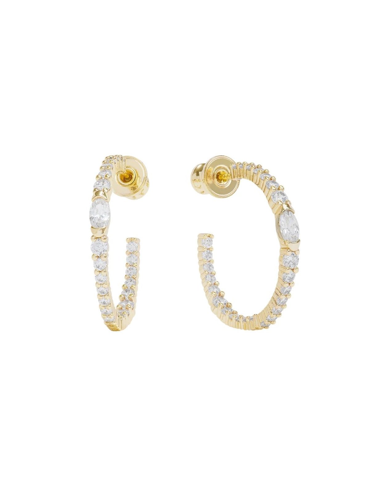Melinda Maria The Maven 1" Hoop Earrings in Gold/White Diamondettes