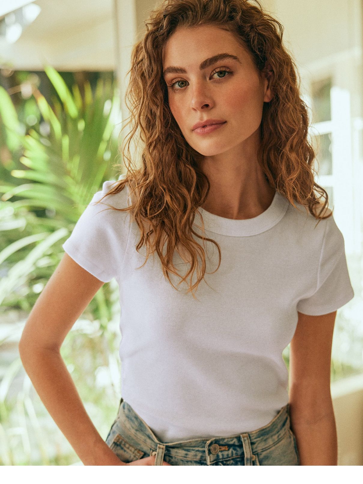 Michael Stars 100% Cotton Mimi Crop Tee in White