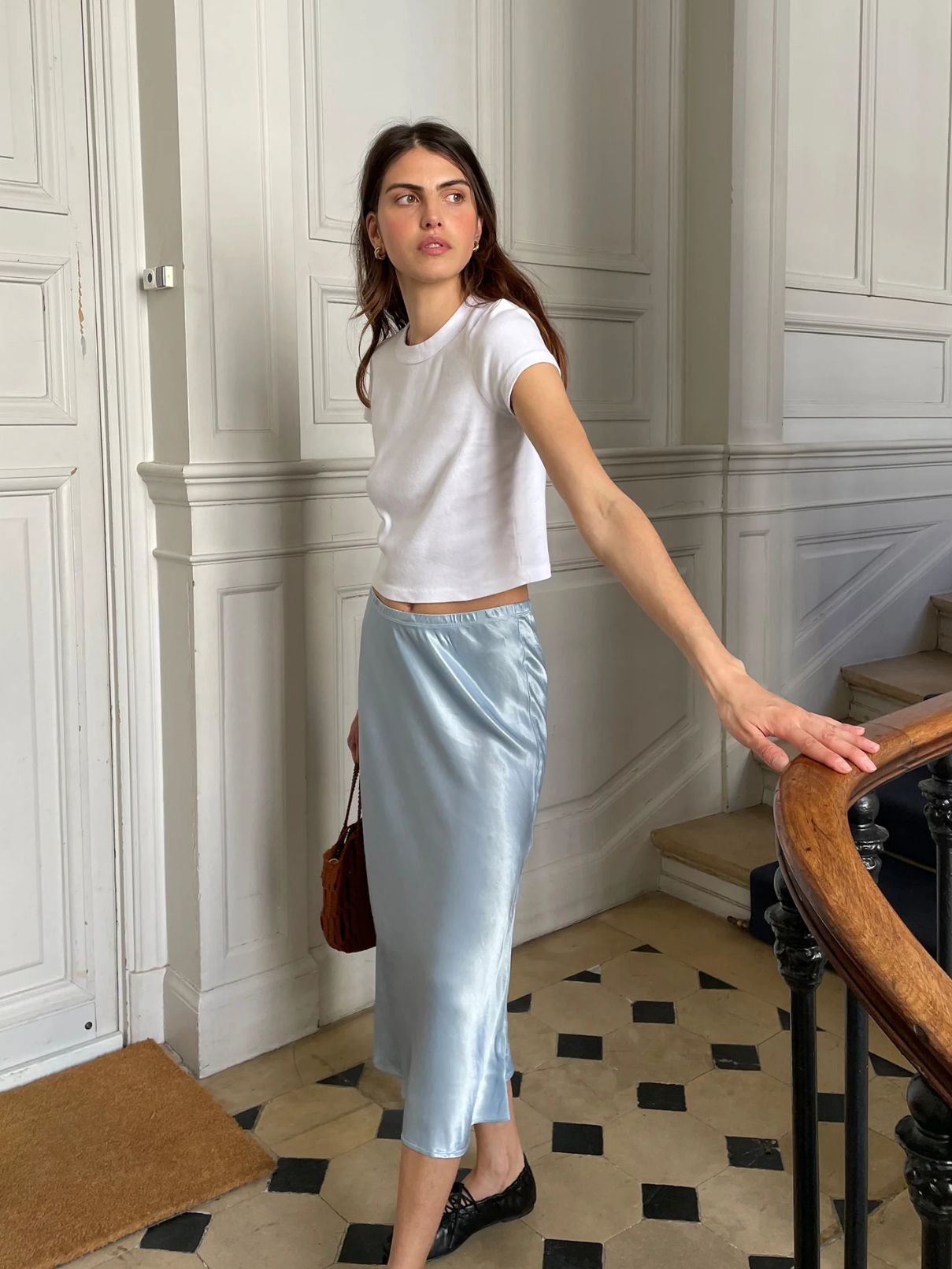 Michael Stars 100% Cotton Mimi Crop Tee in White