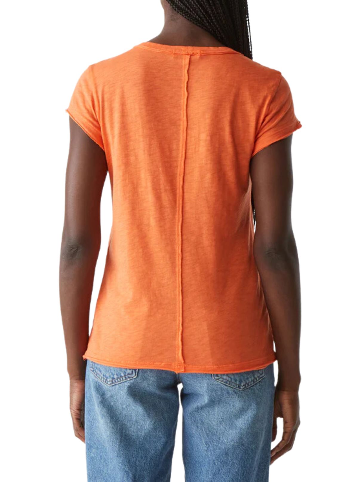 Michael Stars 100% Cotton Trudy Cap Crew Tee in  Heatwave
