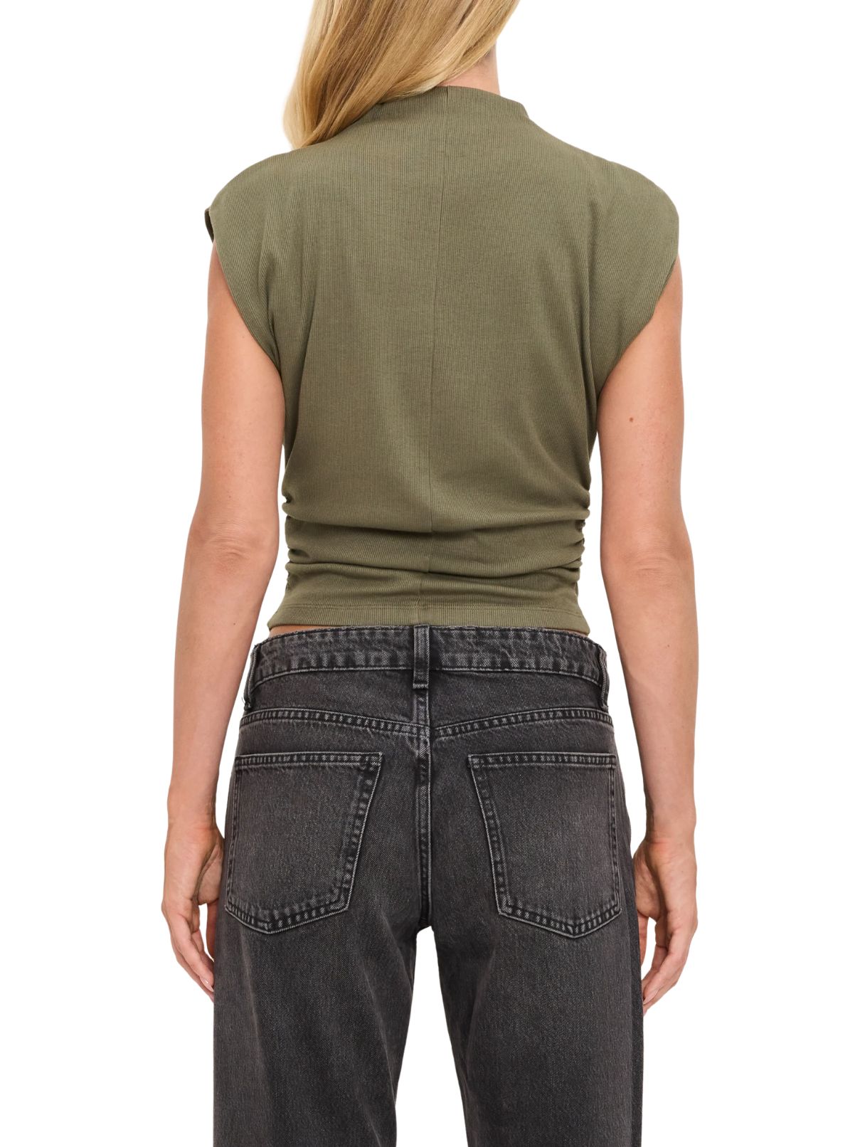Michael Stars Amara Power Shoulder Tee – Dark Basil