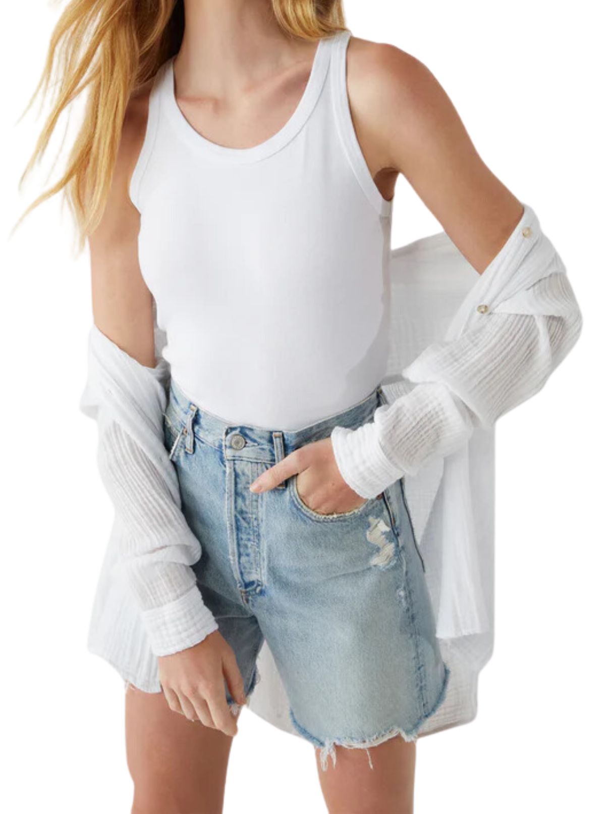 Michael Stars Cassie Tank Top in White