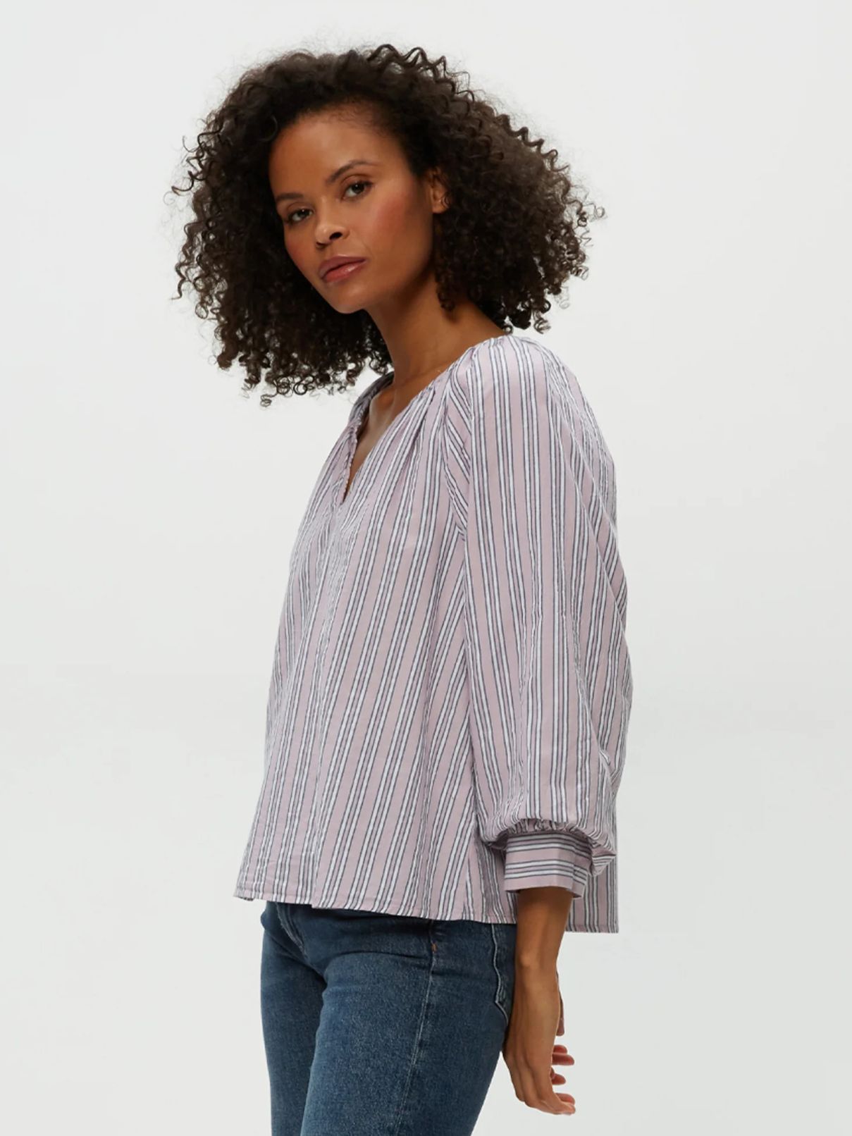 Michael Stars Cleo Notch Neck Top in Sachet Stripe