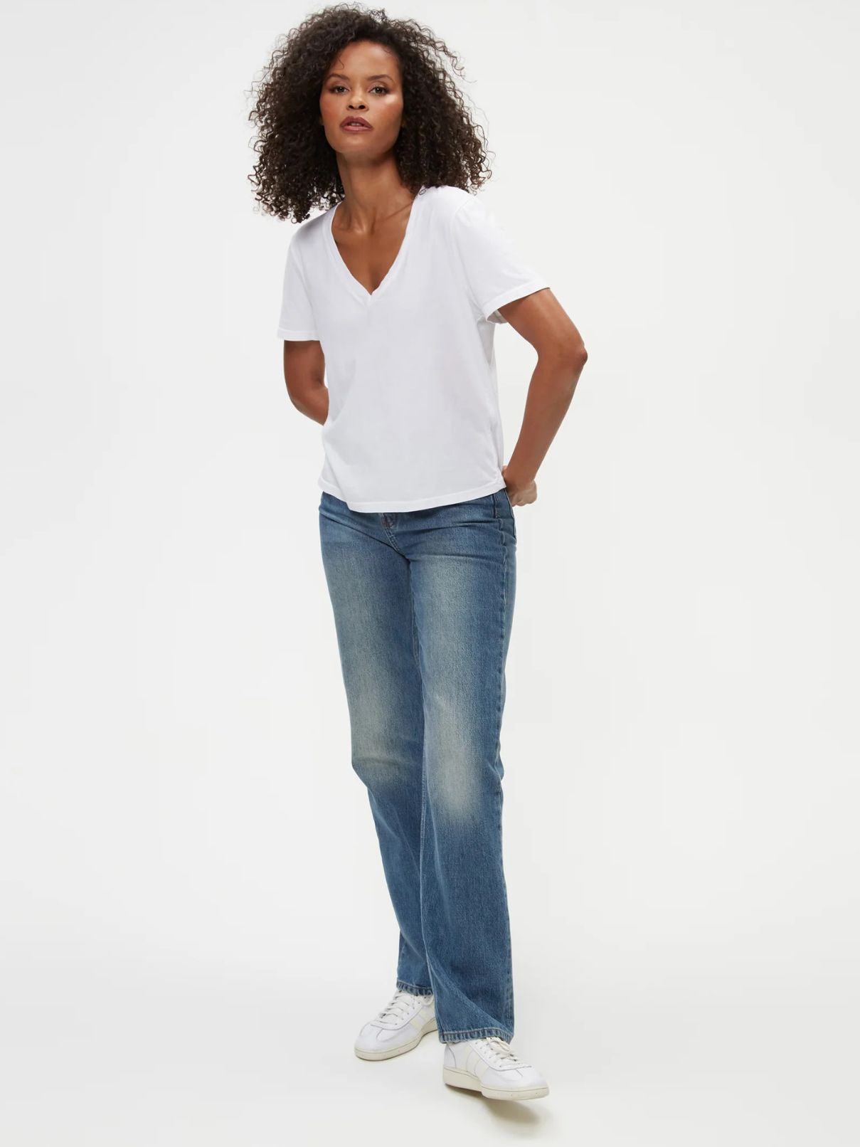 Michael Stars Daria V-Neck Tee White