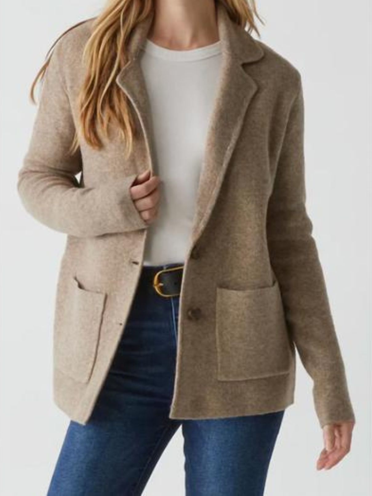 Michael Stars Diana Knit Blazer in Dark Oatmeal