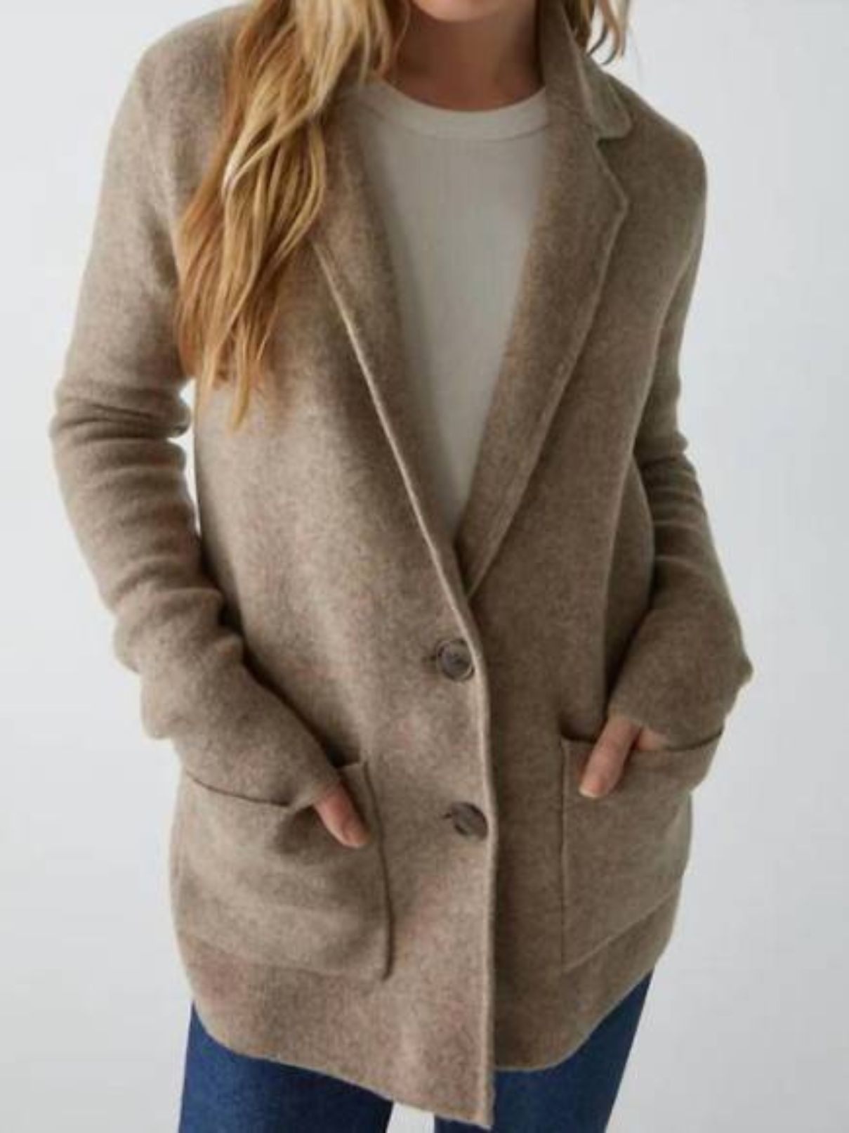 Michael Stars Diana Knit Blazer in Dark Oatmeal