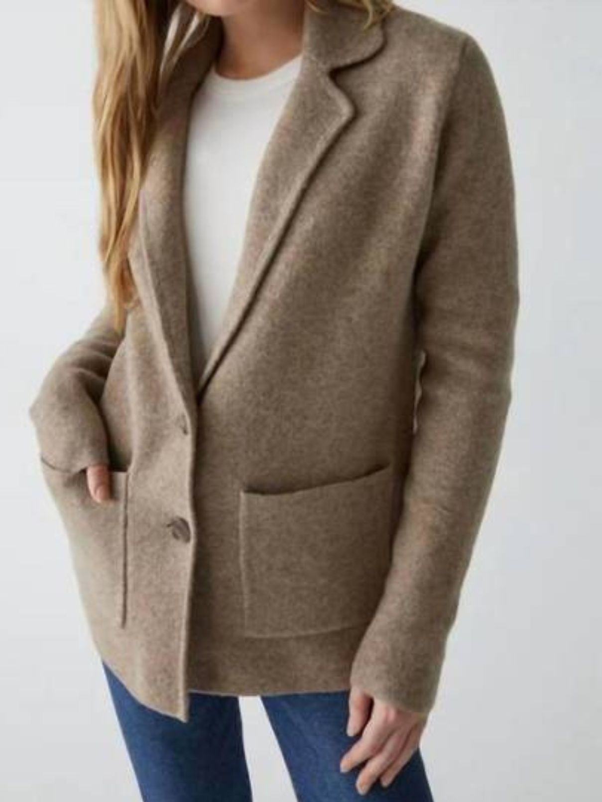 Michael Stars Diana Knit Blazer in Dark Oatmeal
