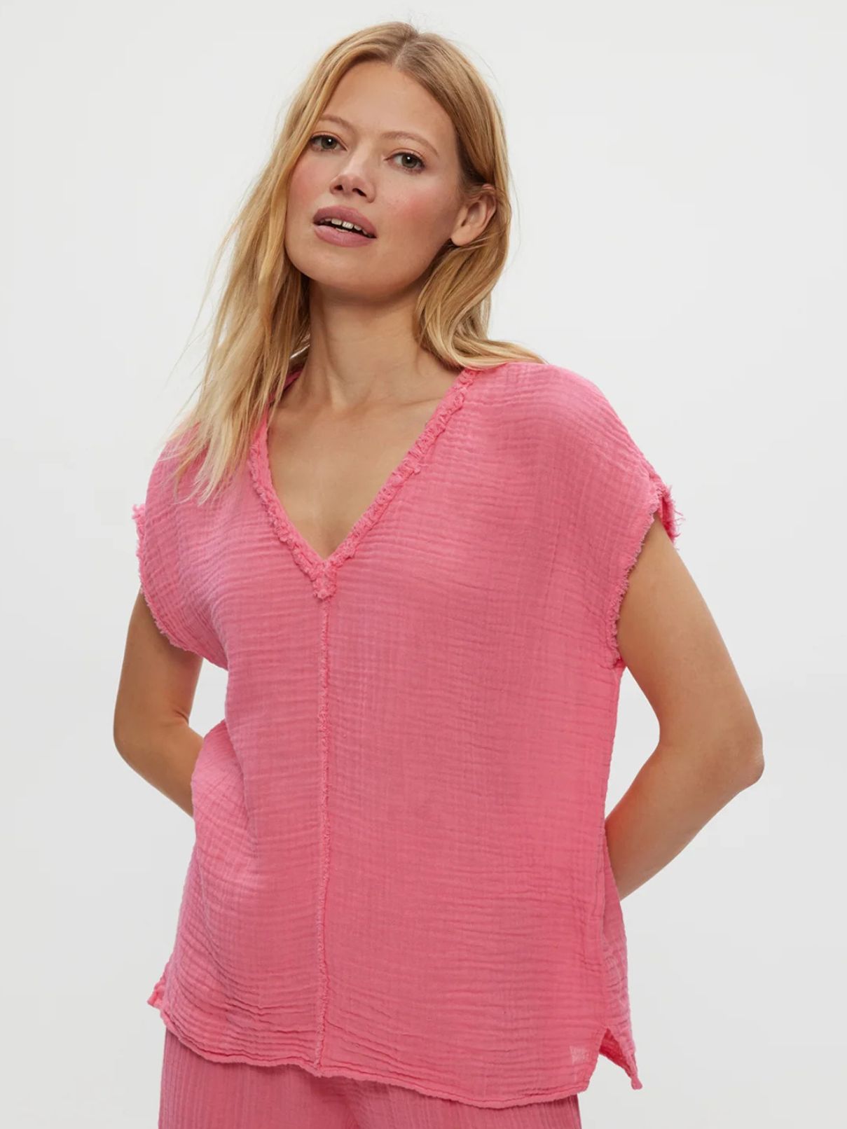 Michael Stars Draya V-Neck Zinnia