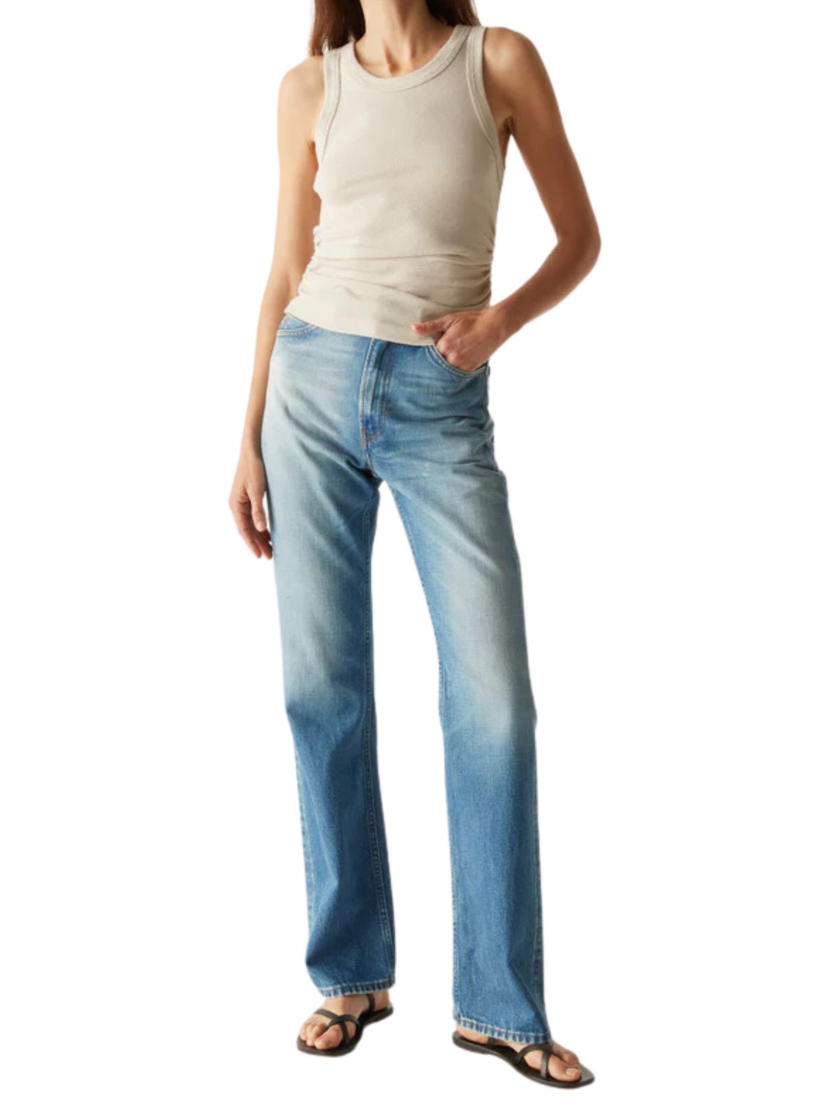 Michael Stars Ella Crop Tank in Cement Shine