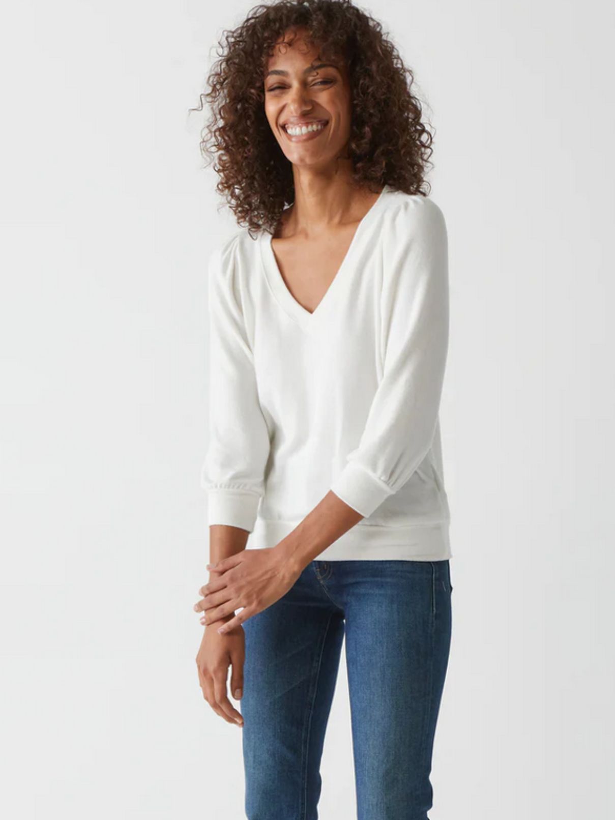 Michael Stars Gabriella V-Neck in Chalk