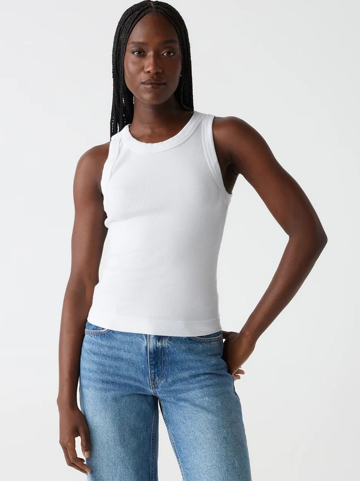 Michael Stars Gina Wide Binding Tank in White