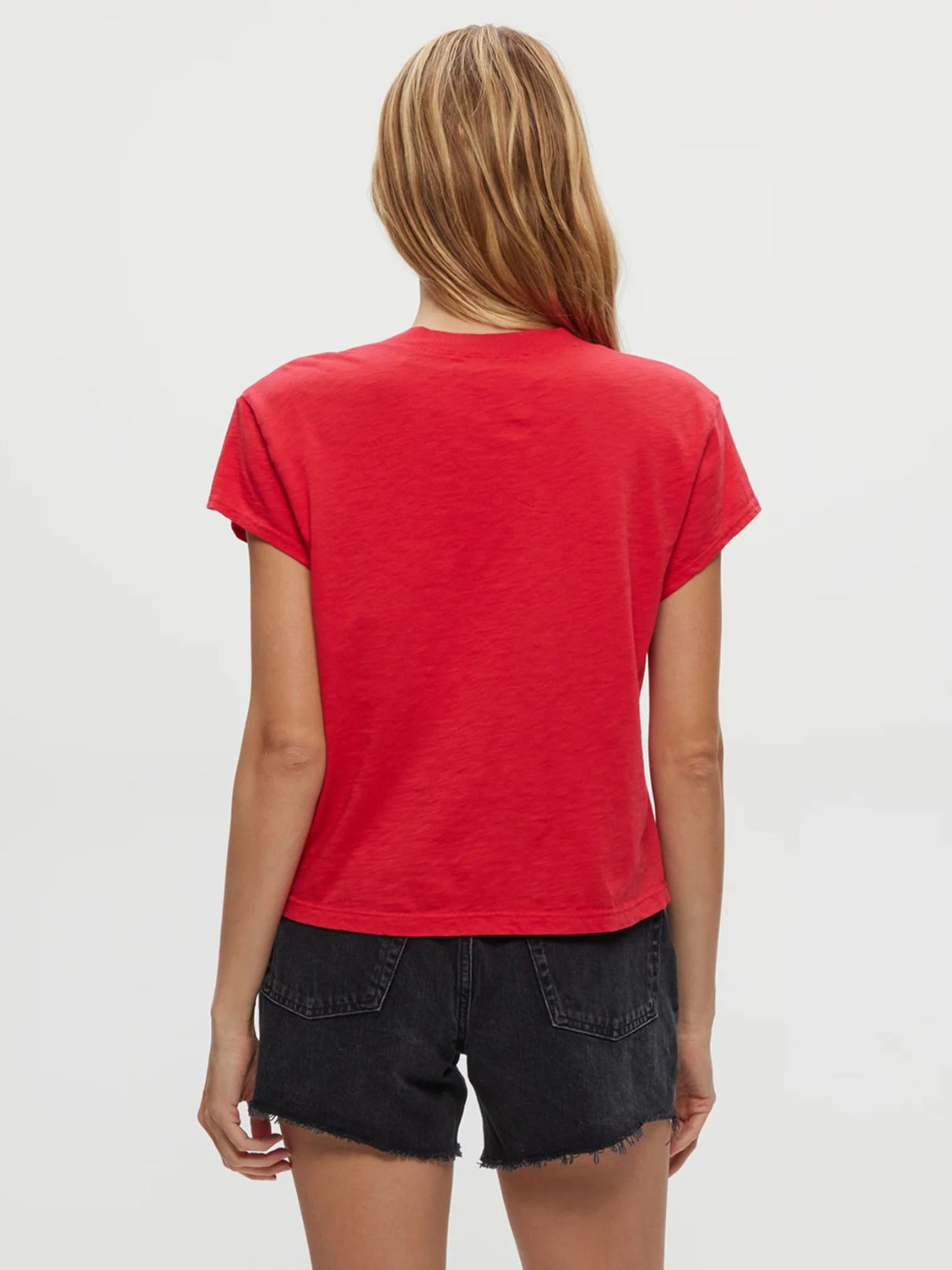 Michael Stars Harlan Cropped V-Nk Front Tee in Rumba