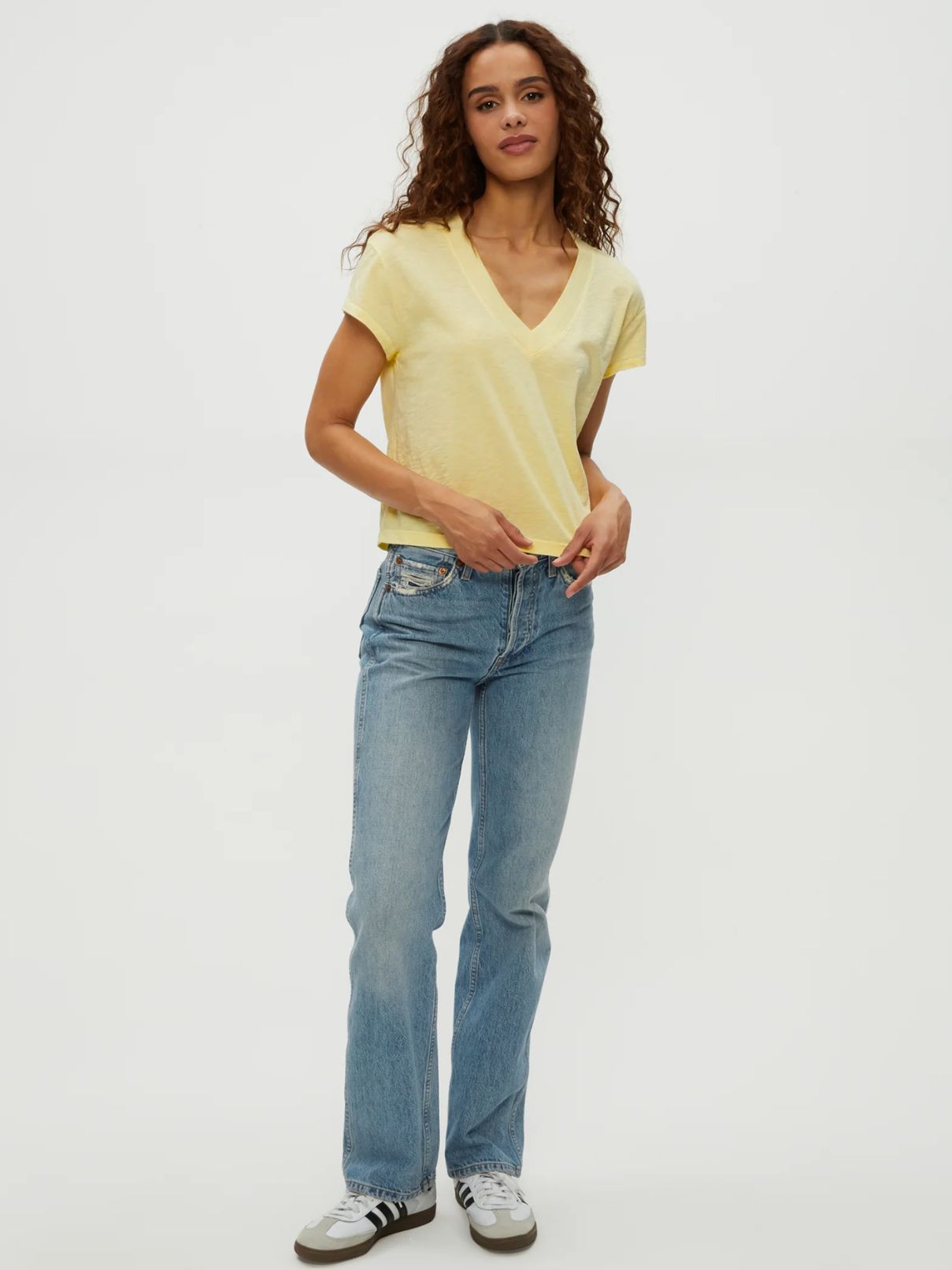 Michael Stars Harlan Cropped V-Nk in Buttercup