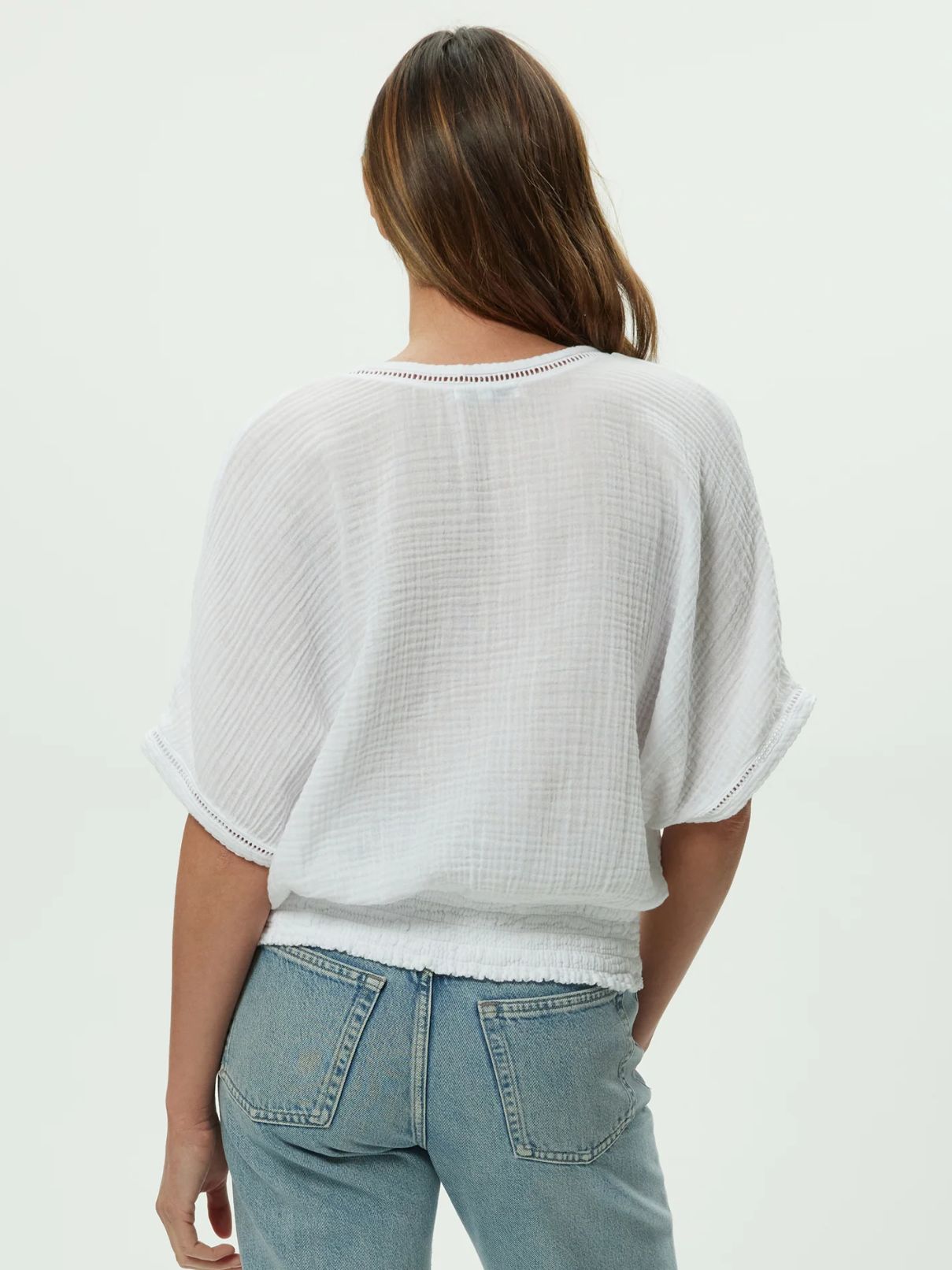Michael Stars Imani Crop Dolman in White Double Gauze