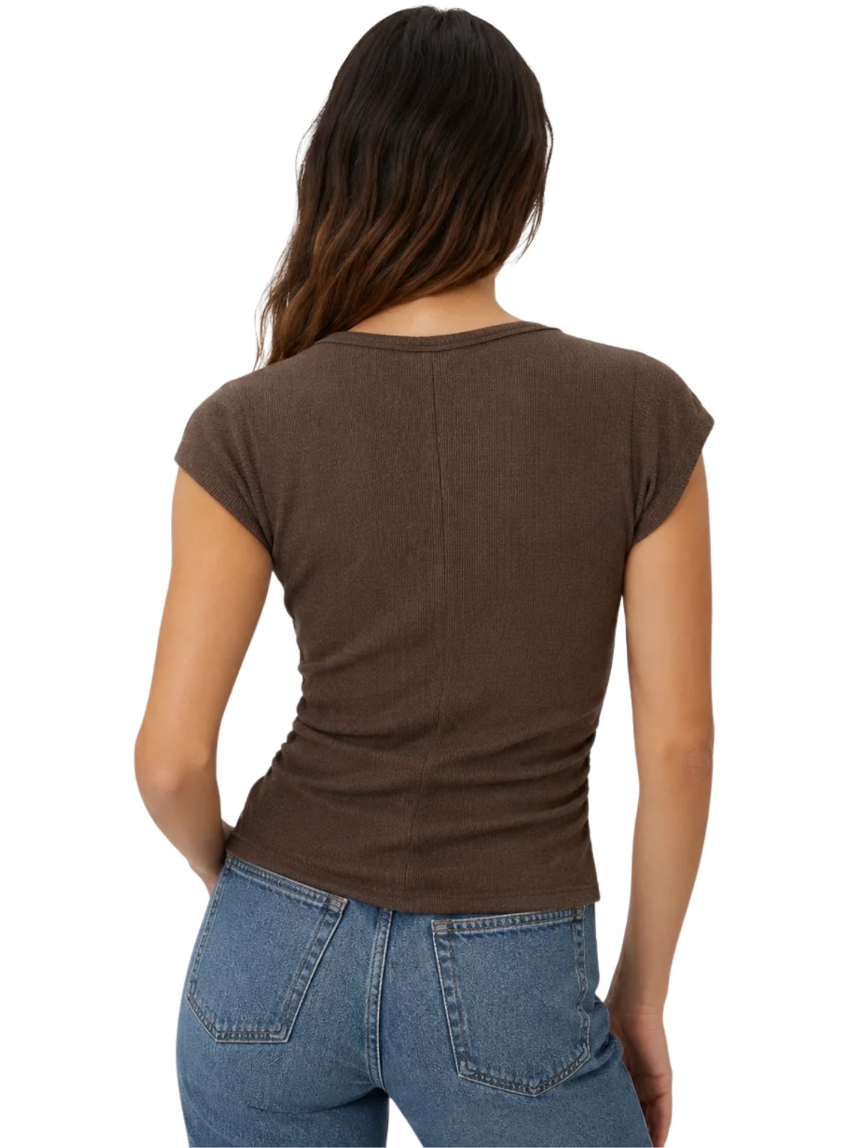 Michael Stars Joni Power Shoulder Tee – Molasses