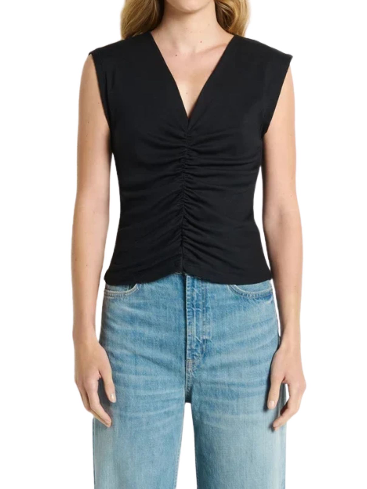 Michael Stars Lune Shirred Front Tank – Black