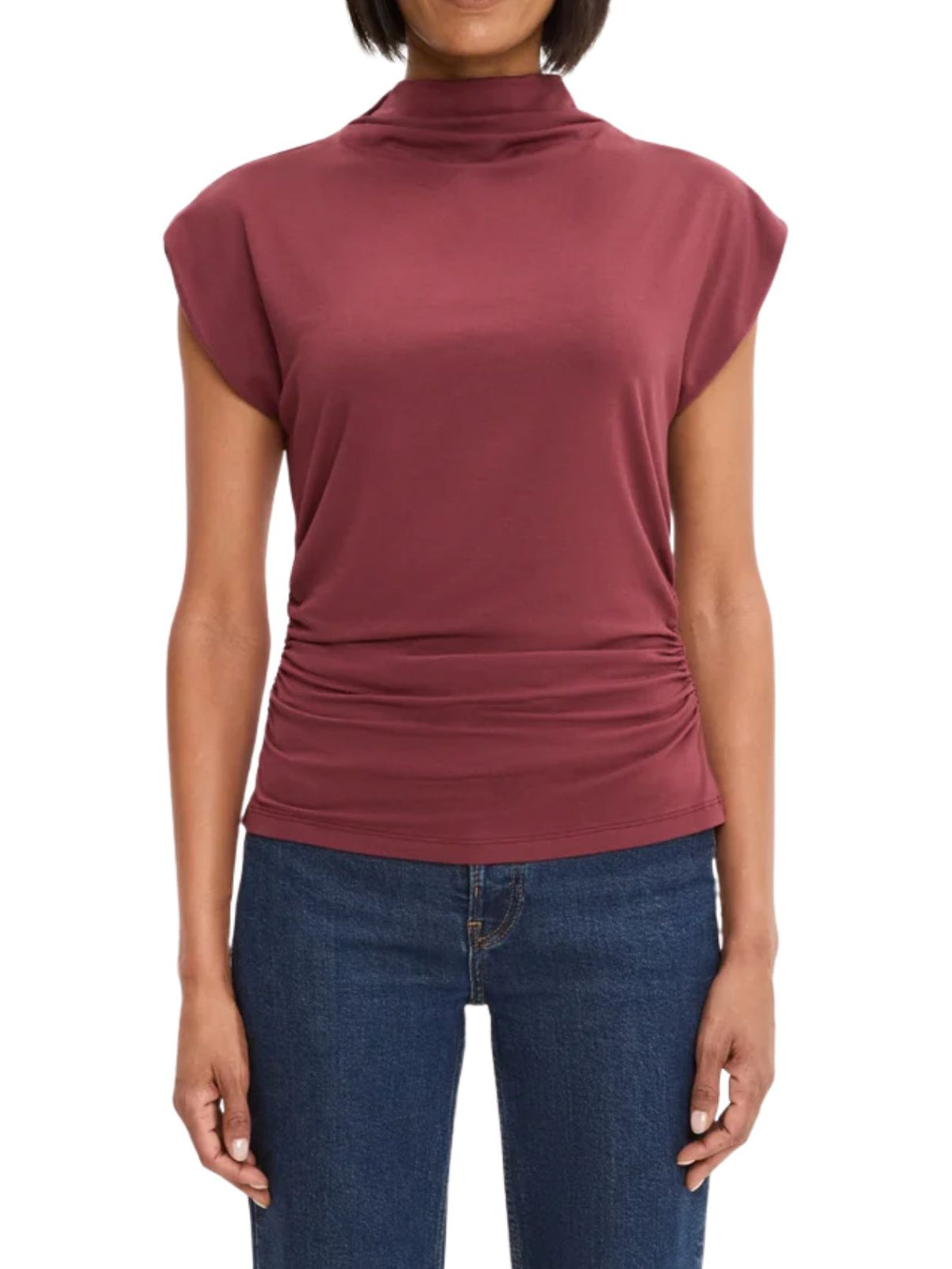 Michael Stars Mina Mock Neck Power Shoulder Top – Port Royale