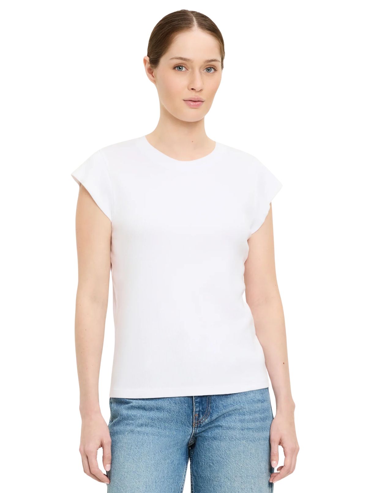 Michael Stars Rhea Power Shoulder Tee in White