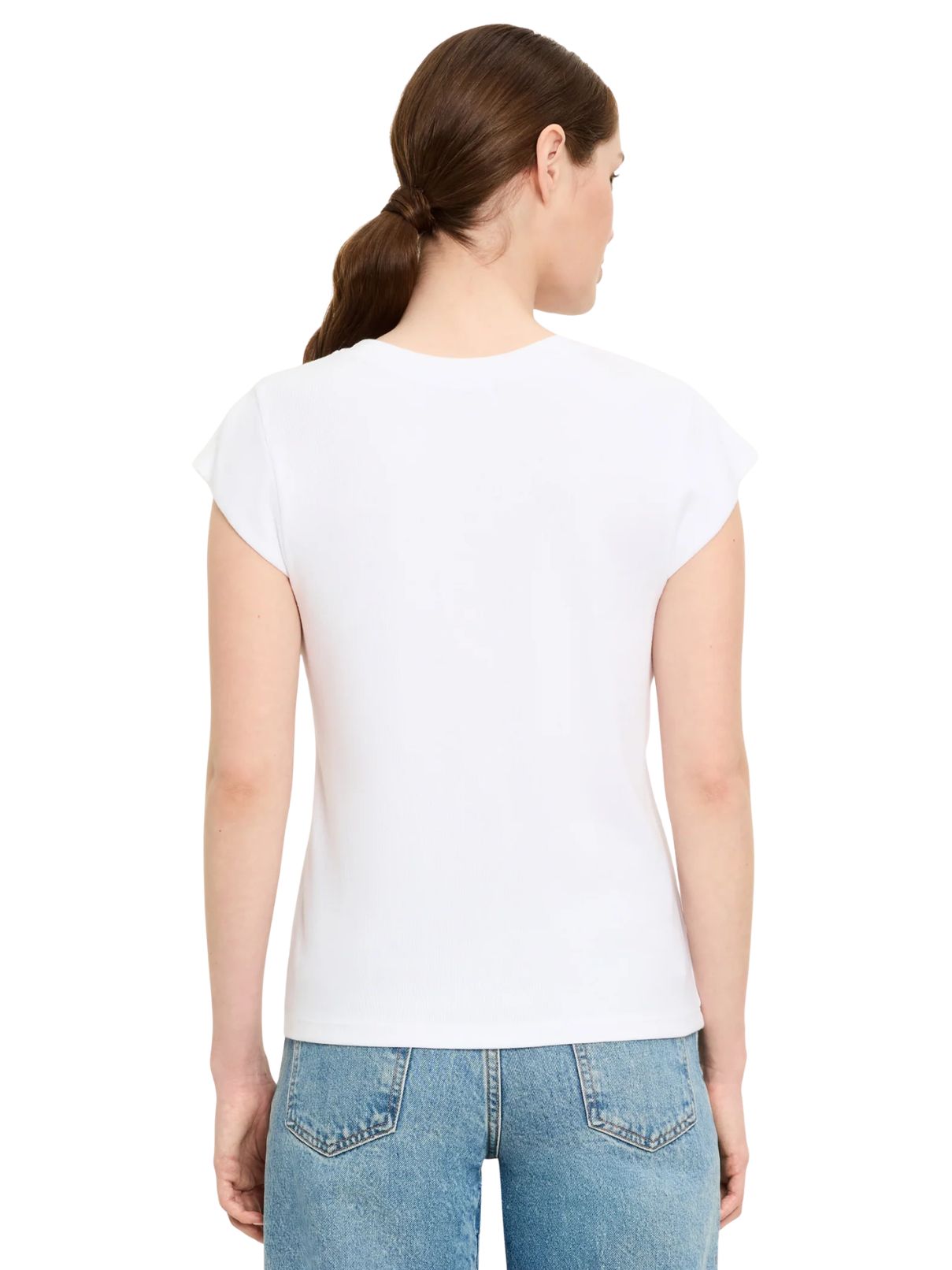 Michael Stars Rhea Power Shoulder Tee in White