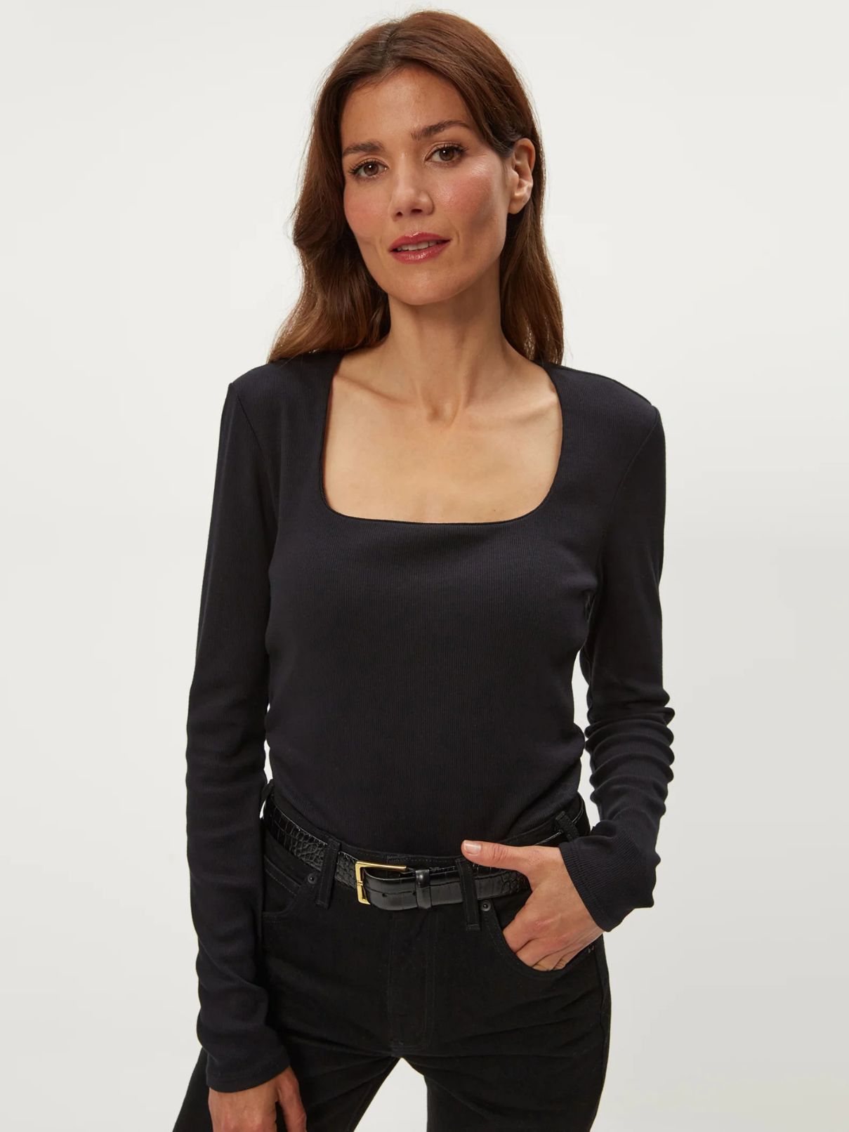 Michael Stars Sarah Square Neck L/S Black