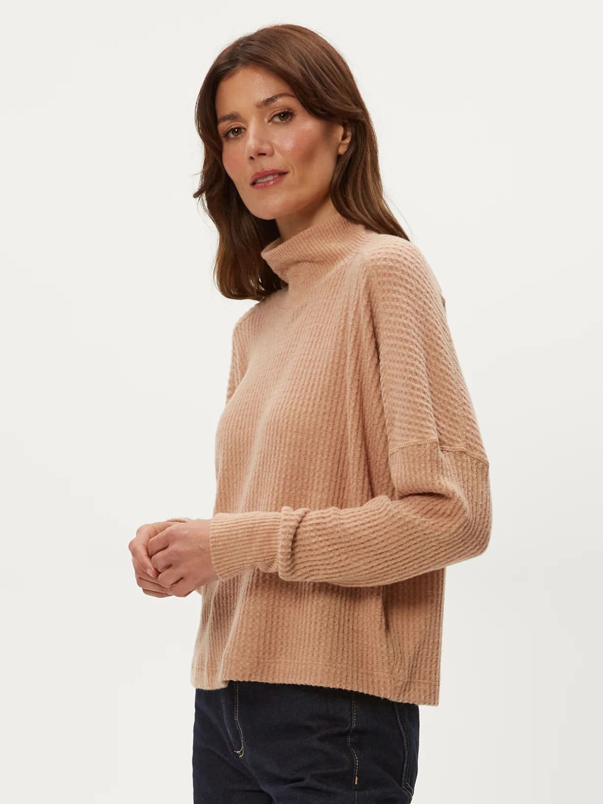 Michael Stars Wynn Mock Neck L/S in Cumin