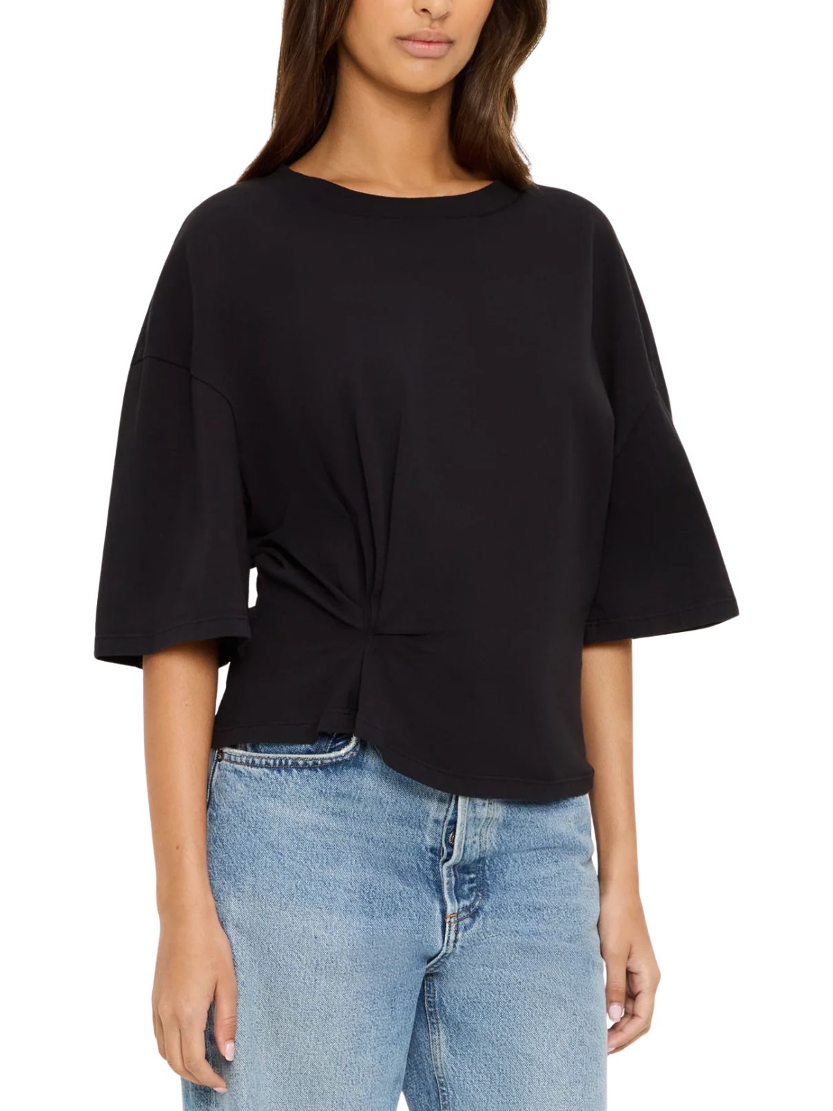 Michael Stars Zinnia Side Pleat Tee in Black