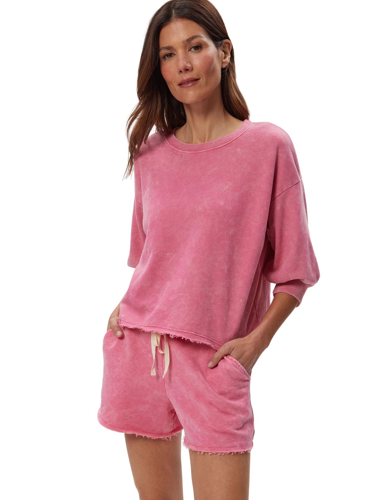 Micheal Stars Julia Mineral Wash Pullover in Dragon Fruit