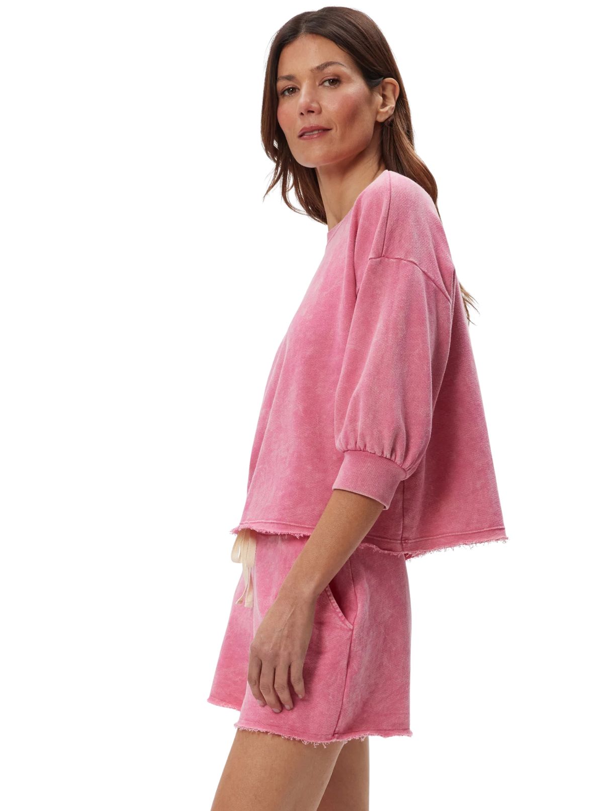 Micheal Stars Julia Mineral Wash Pullover in Dragon Fruit