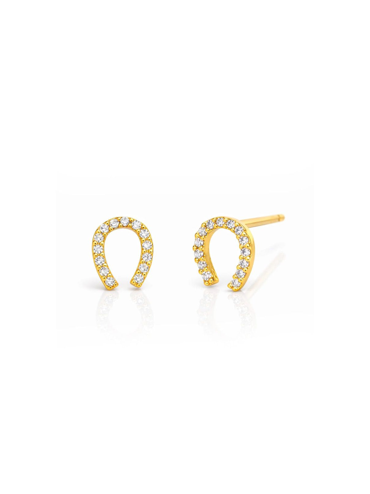 Mini Horseshoe Stud Earrings in Gold