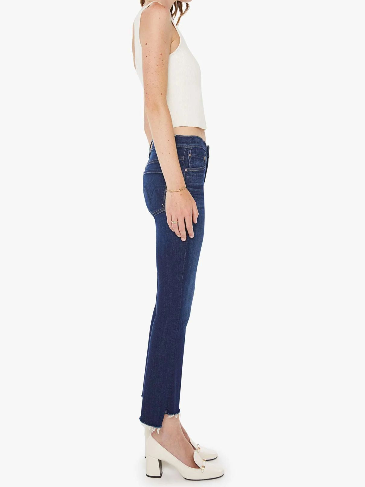 Mother Denim Insider Crop Step Fray in Off Limits
