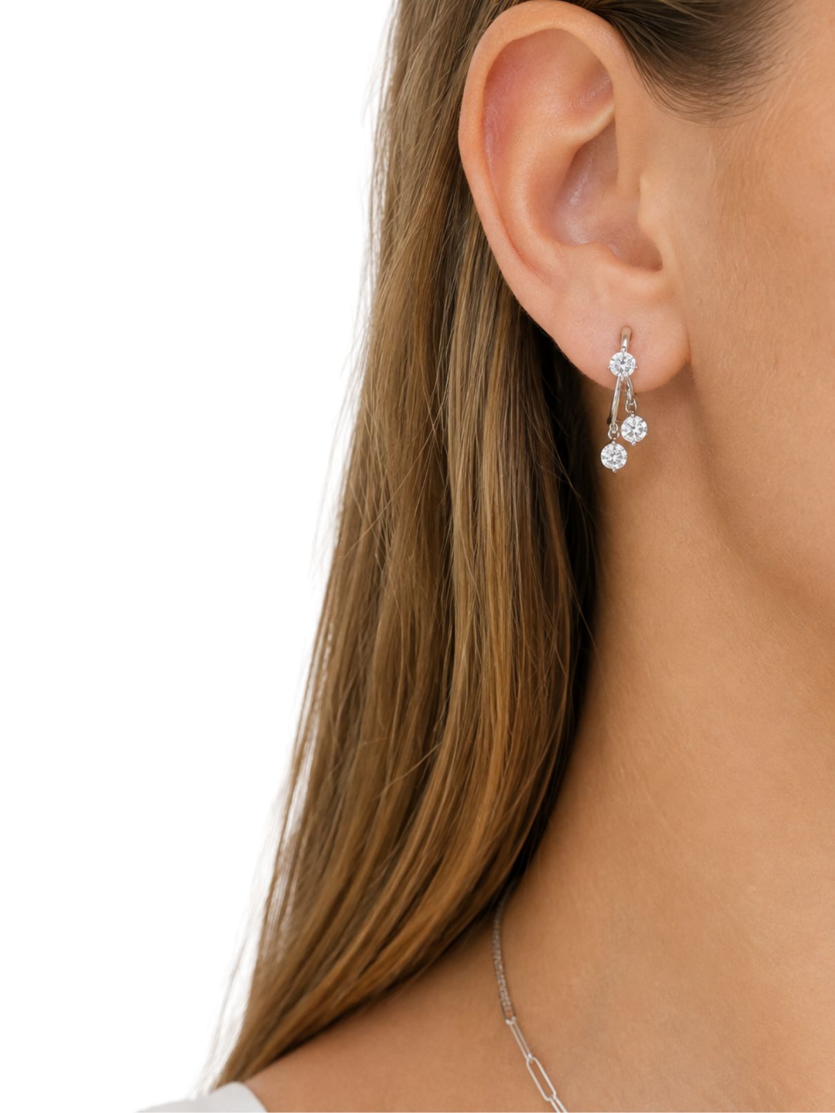 Native Gem Floating Diamond Huggies – Sterling Silver