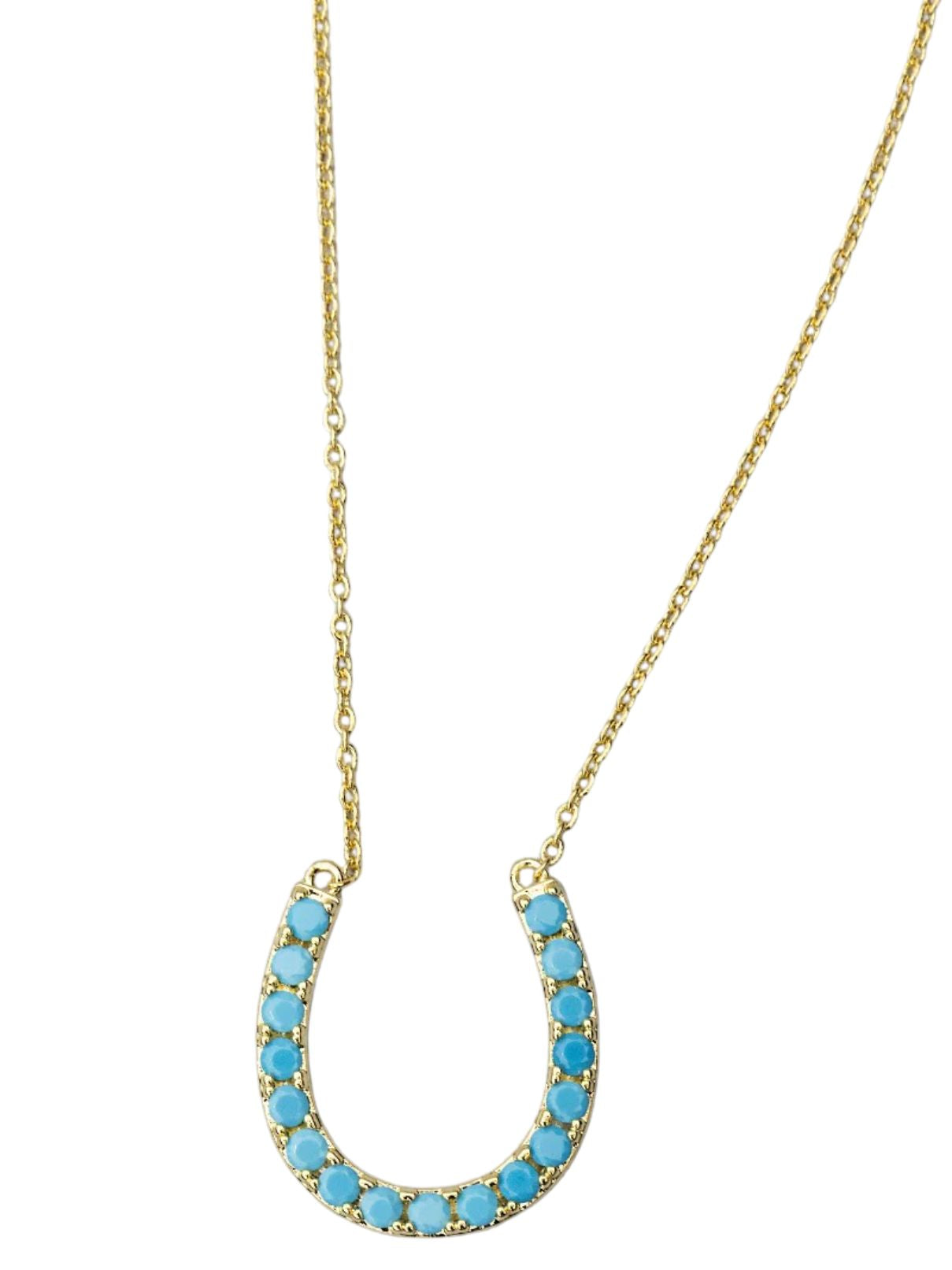 Native Gem Lucky Horseshoe Necklace in Gold/Turquoise