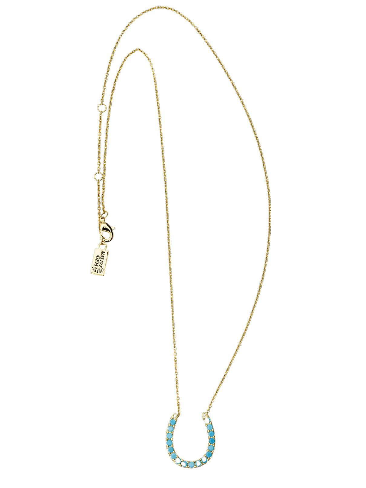 Native Gem Lucky Horseshoe Necklace in Gold/Turquoise