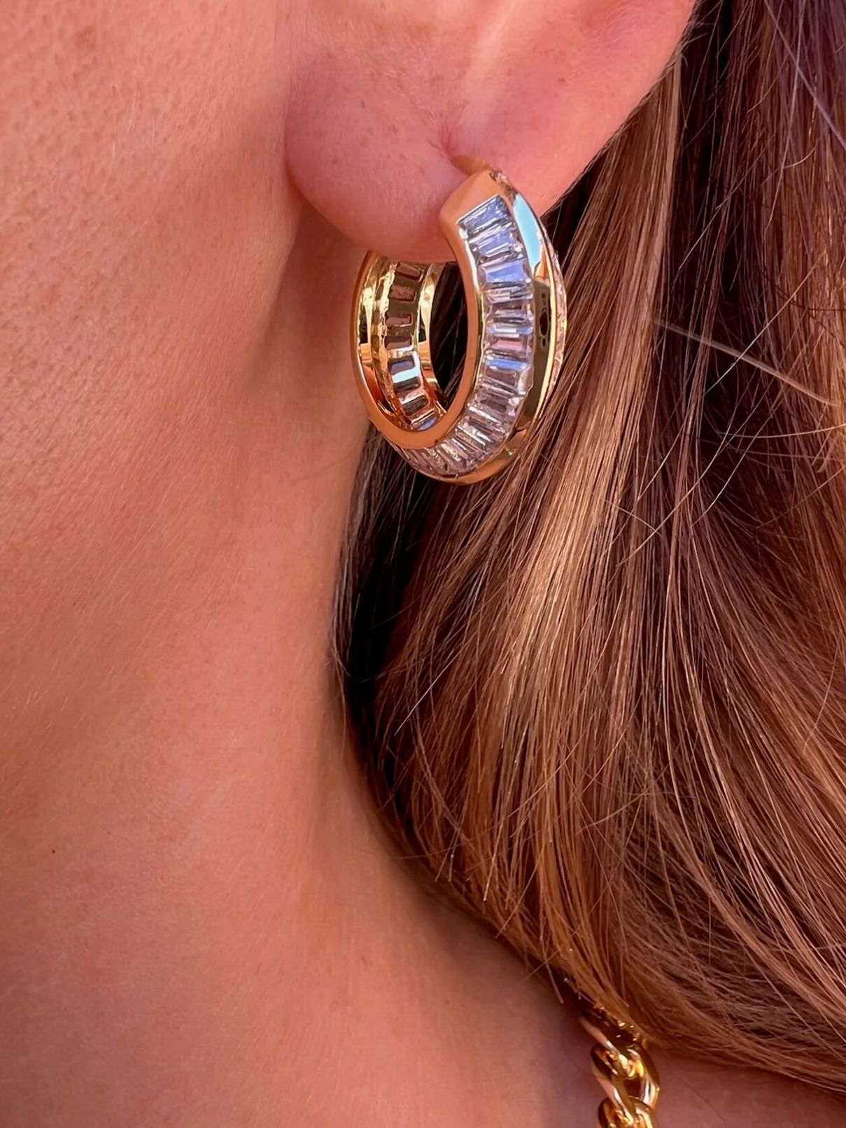 Native Gem Razor Edge Hoops in Gold