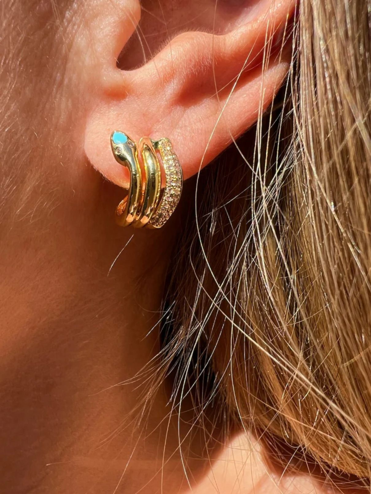Native Gem Slither Snake Huggies in Gold