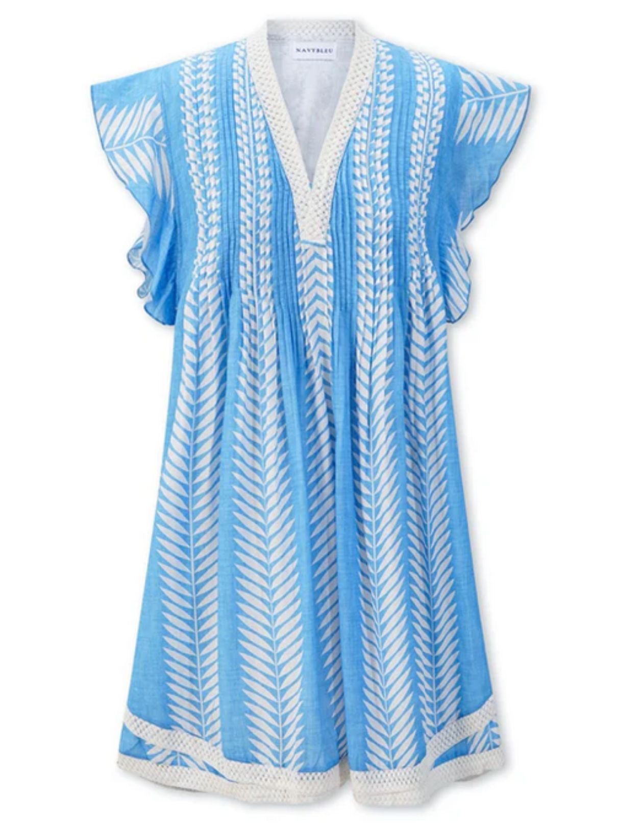 Navy Bleu Eden Dress in Cornflower Leaf Print