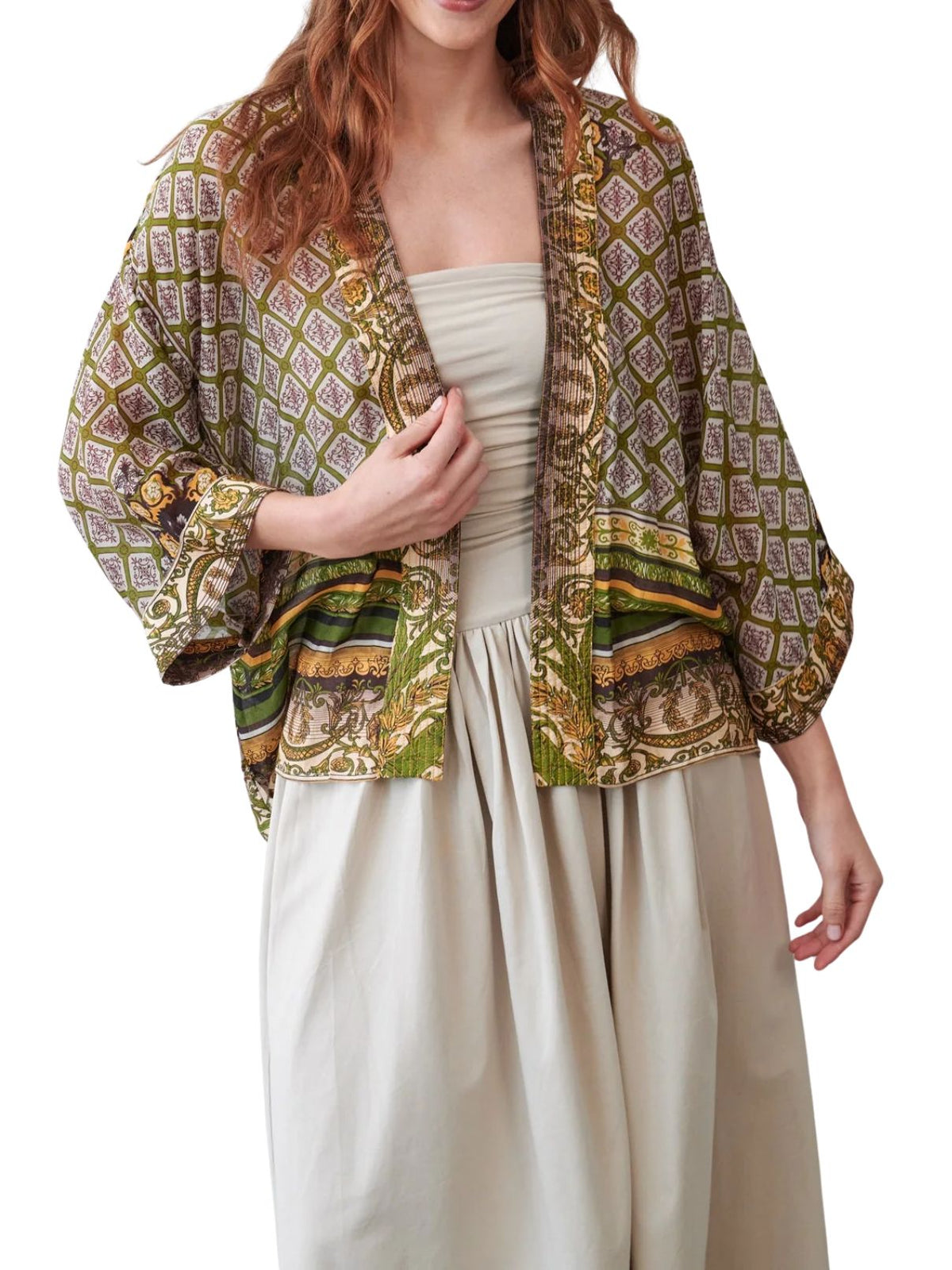 One Hundred Stars Amulet Kimono in Green