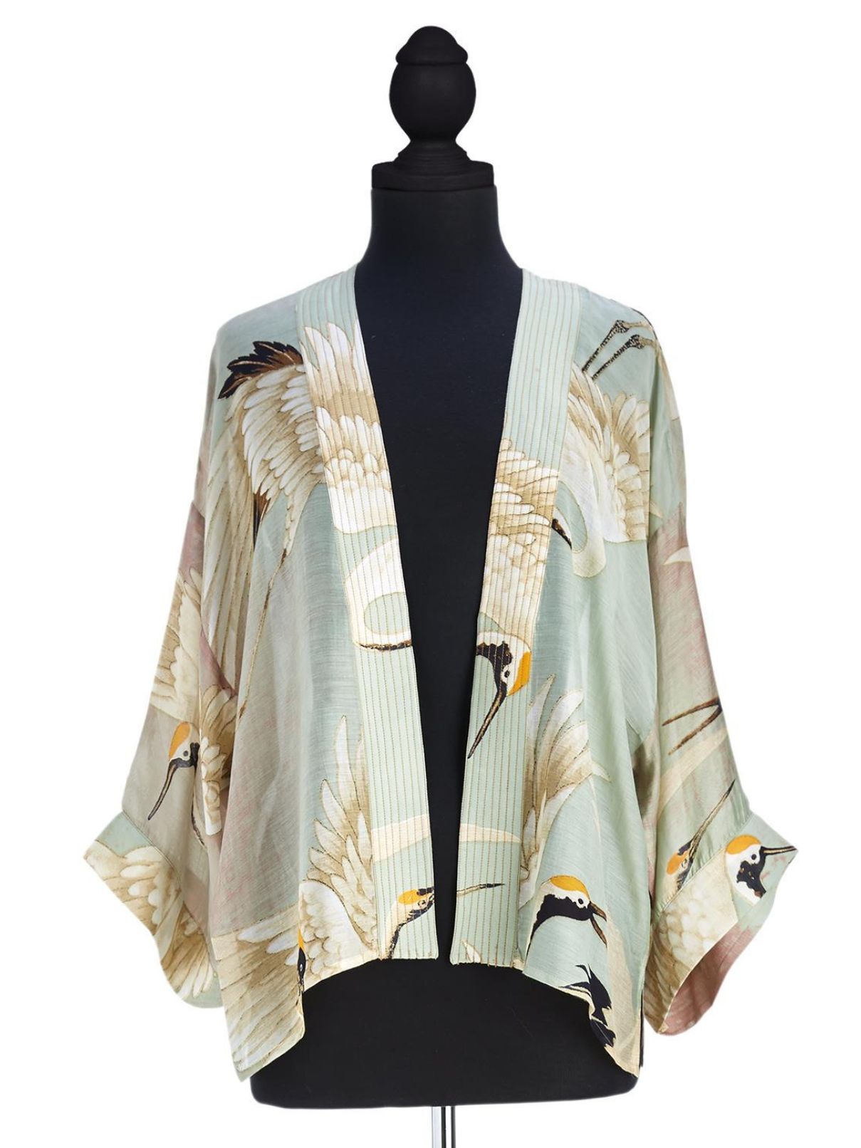 One Hundred Stars Aqua Heron Short Kimono