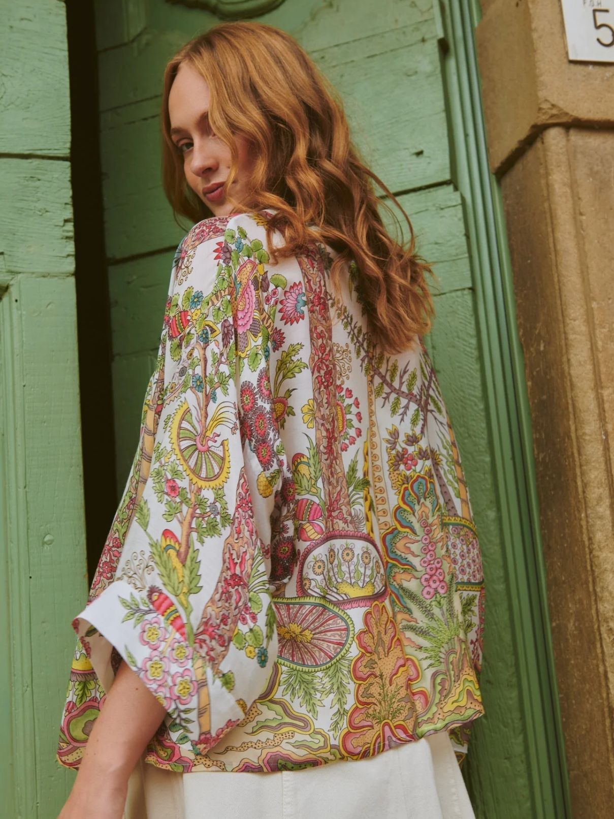 One Hundred Stars Boho Garden Kimono Ecru